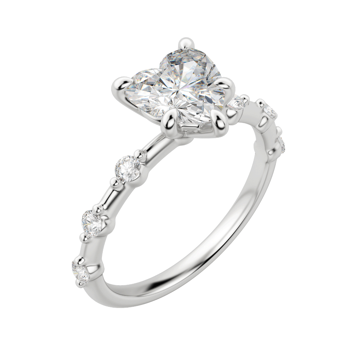Napa Heart Cut Engagement Ring, Default, 18K White Gold, Platinum