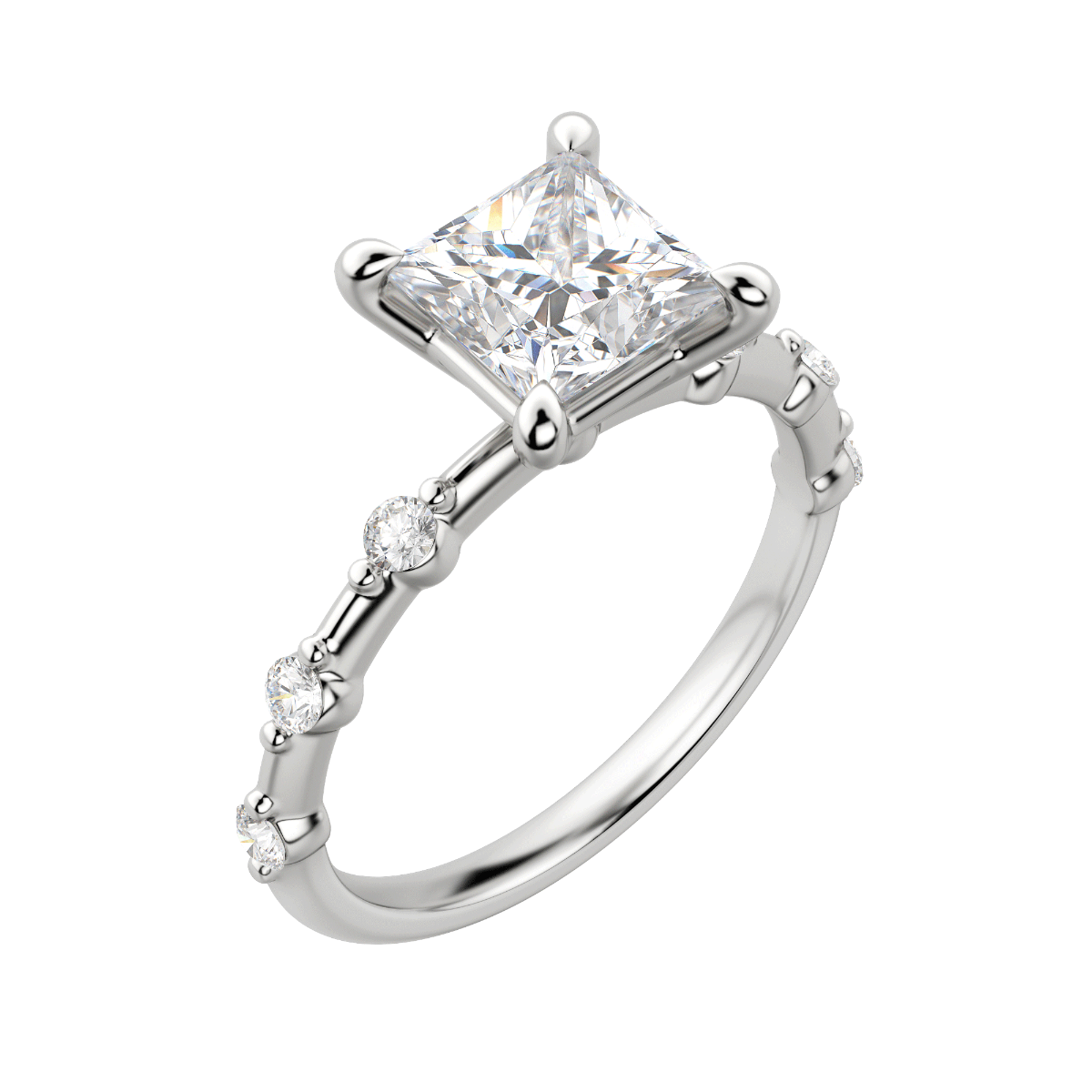 Napa Princess Cut Engagement Ring, 18K White Gold, Platinum, Default