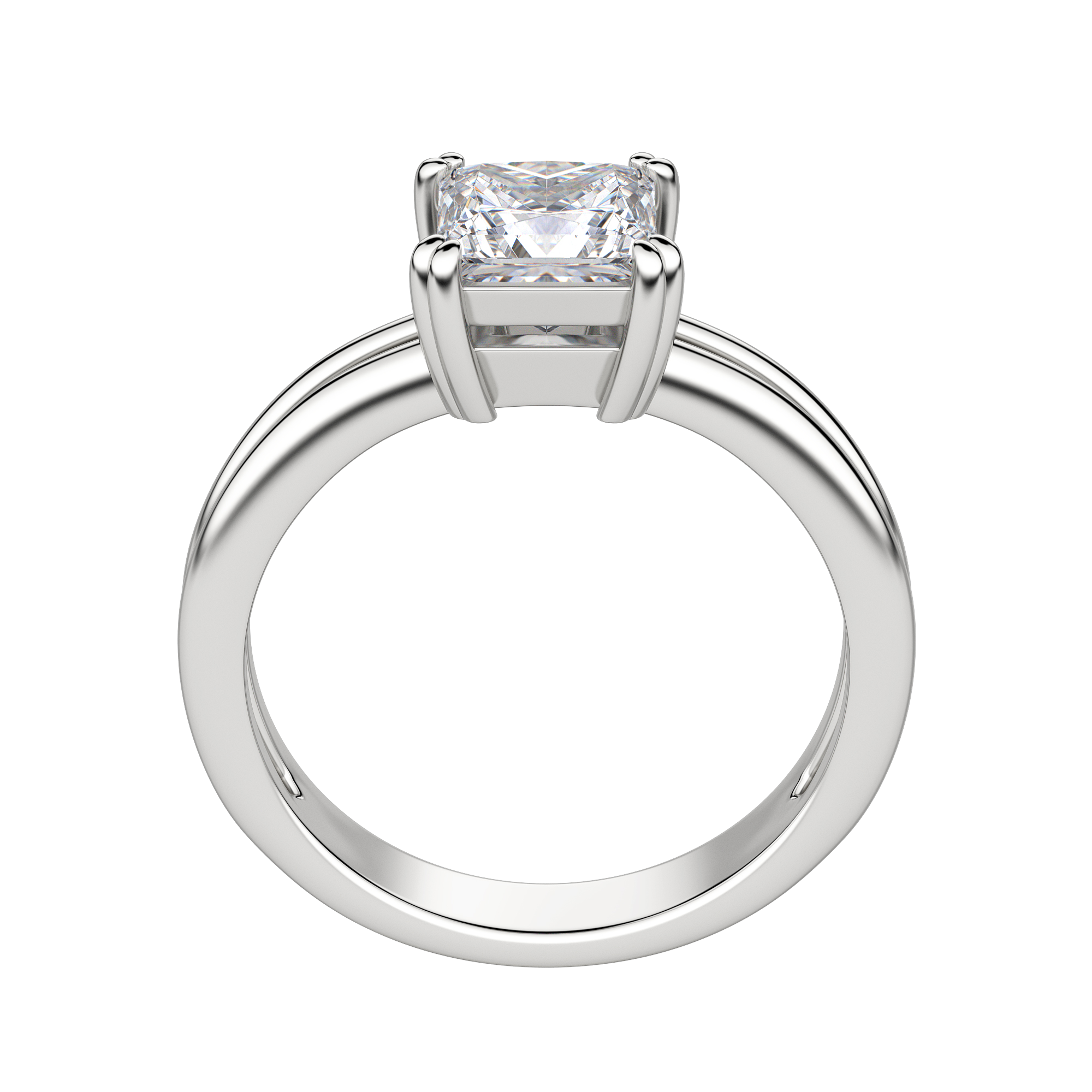 Roma Princess Cut Engagement Ring, Hover, 18K White Gold, Platinum, 