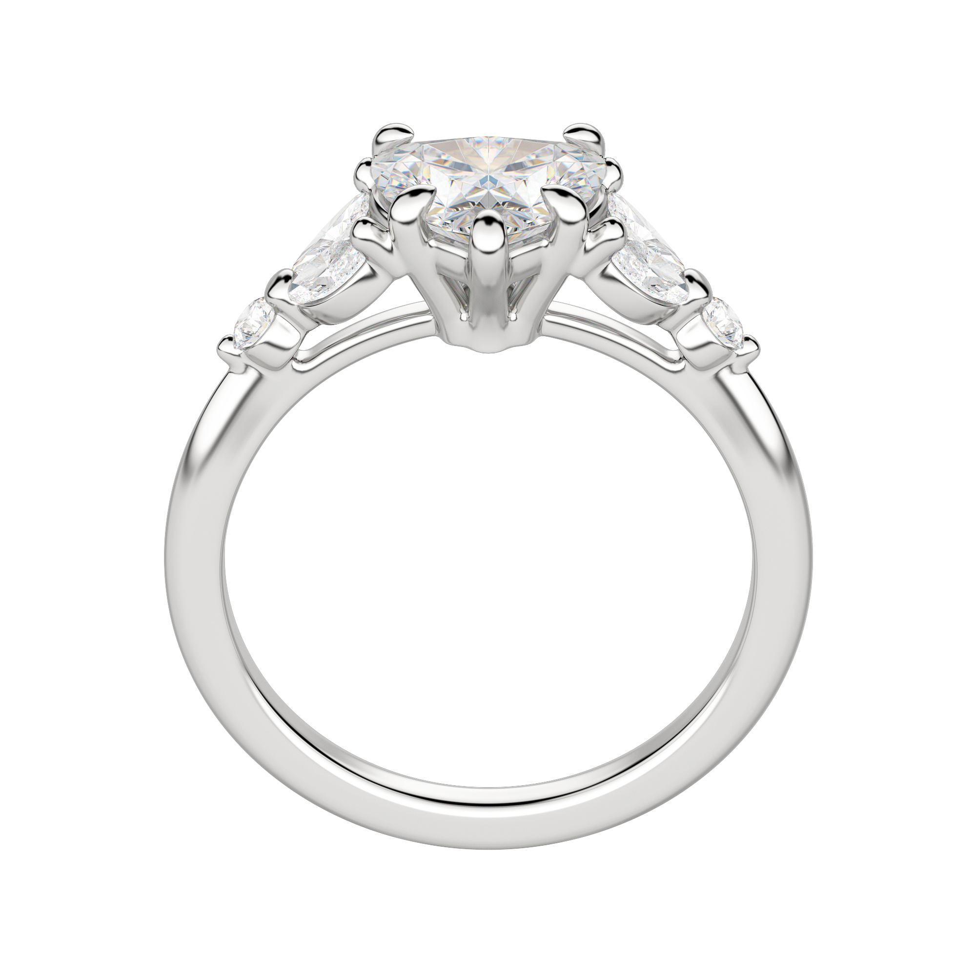 Sera Heart Cut Engagement Ring, Hover, 18K White Gold, Platinum, 