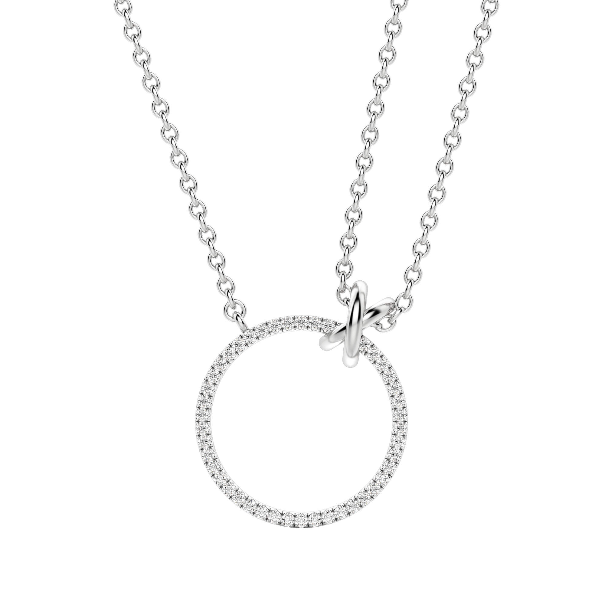 Silver Hugs and Kisses Circle Necklace, Default, 