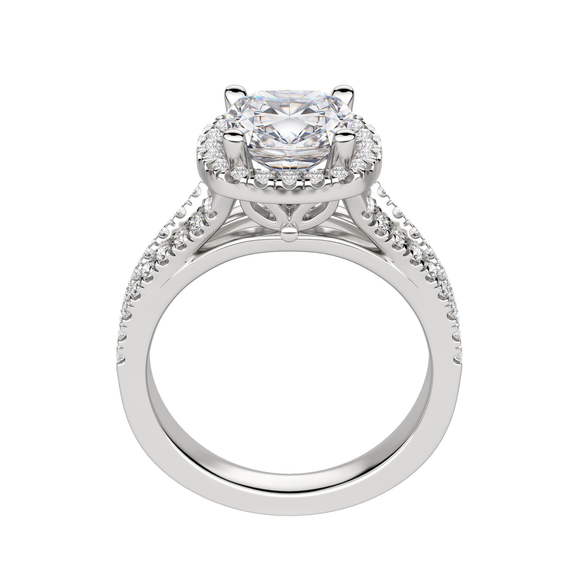 Vara Cushion Cut Engagement Ring, Hover, 18K White Gold, Platinum, 