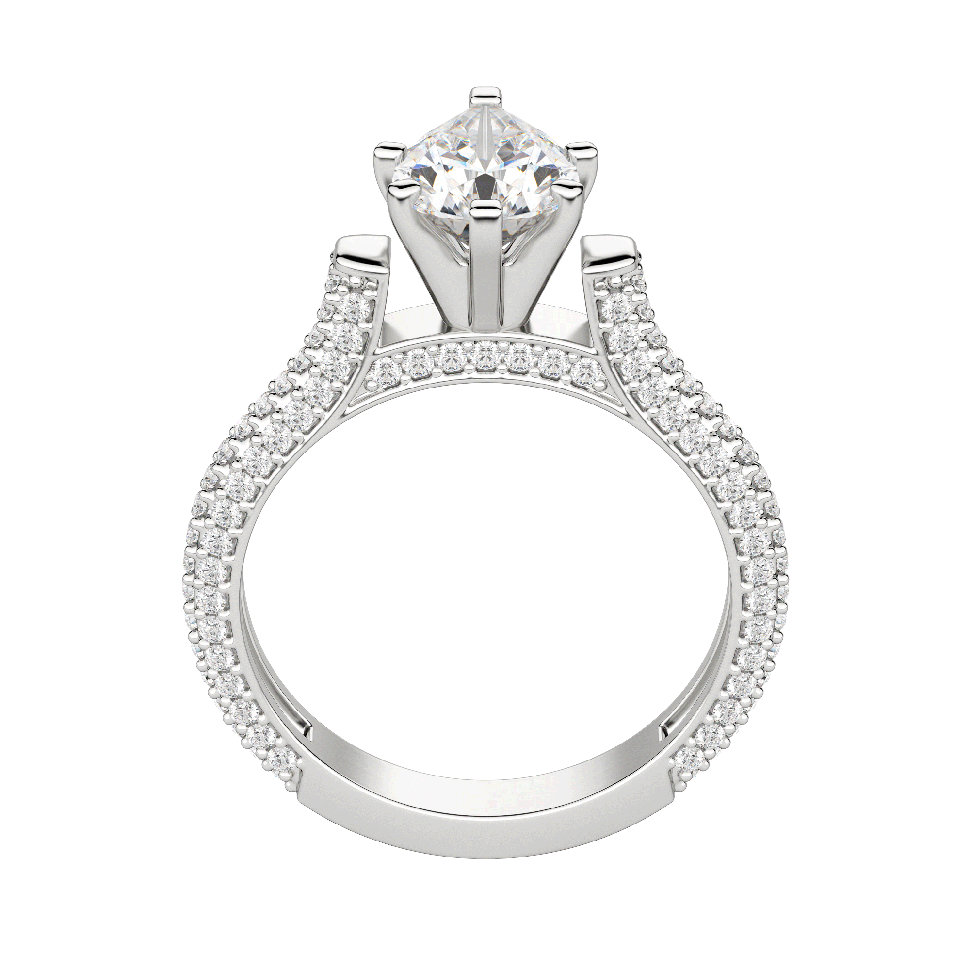 Vita Pear Cut Engagement Ring, Hover, 18K White Gold, Platinum, 