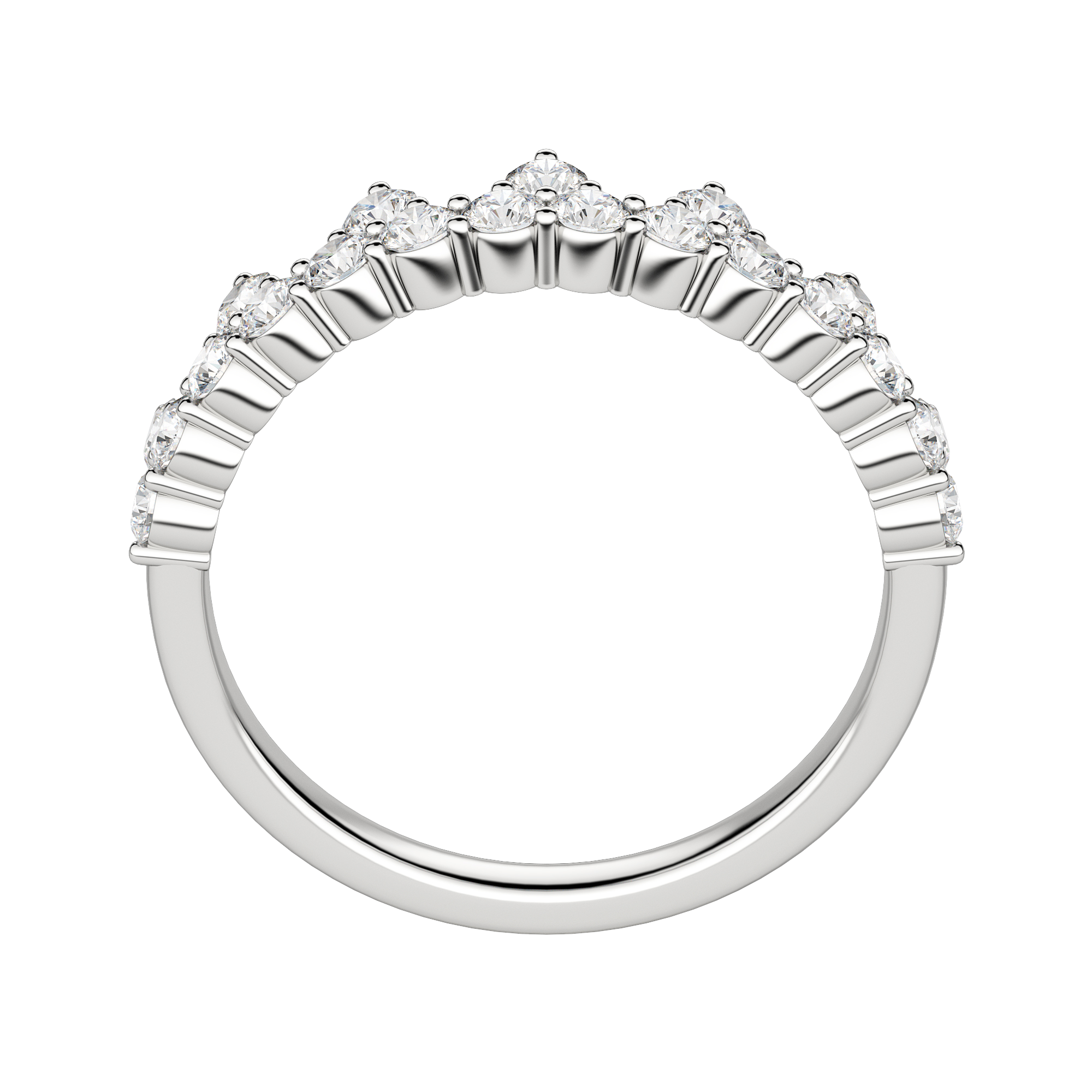 Crown Wedding Band, Hover, 14K White Gold, 