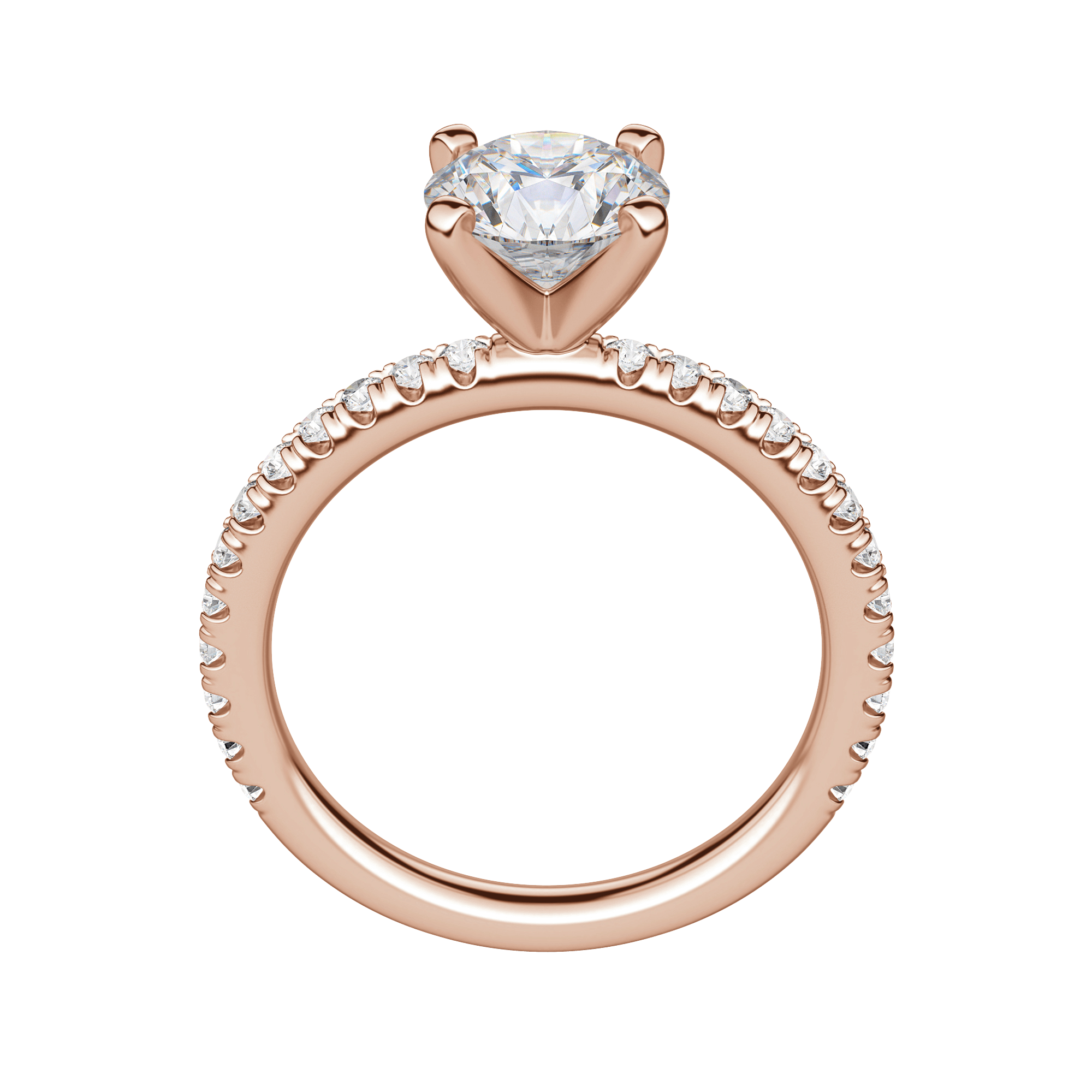 Holm Accented Round Cut Engagement Ring, 14K Rose Gold, Hover, 