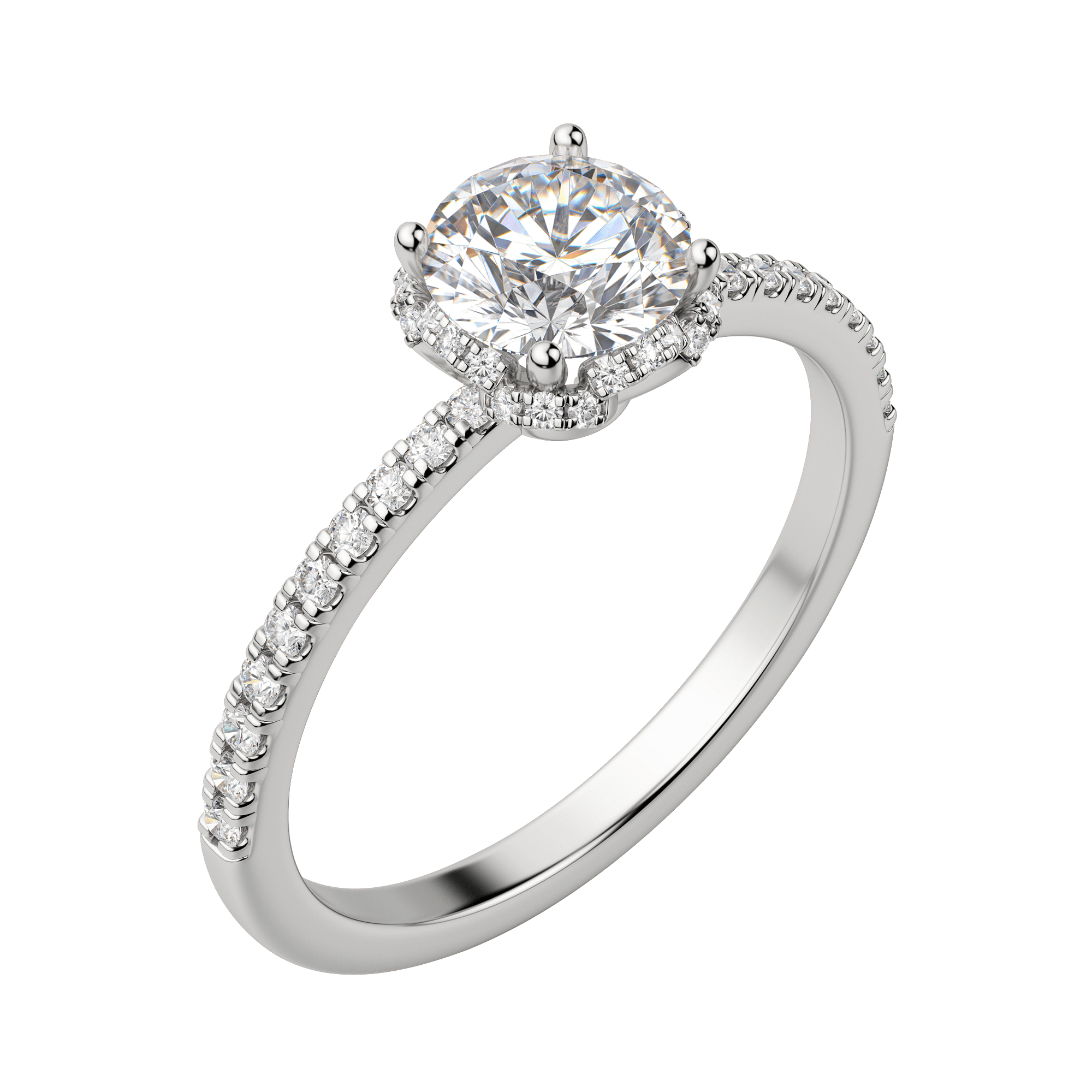 Riva Round Cut Engagement Ring, Default, 18K White Gold, Platinum,\r
