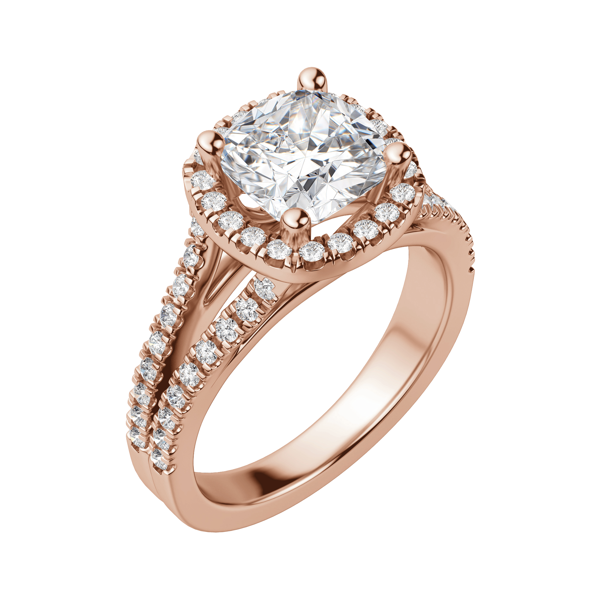 Vara Cushion Cut Engagement Ring, Default, 14K Rose Gold