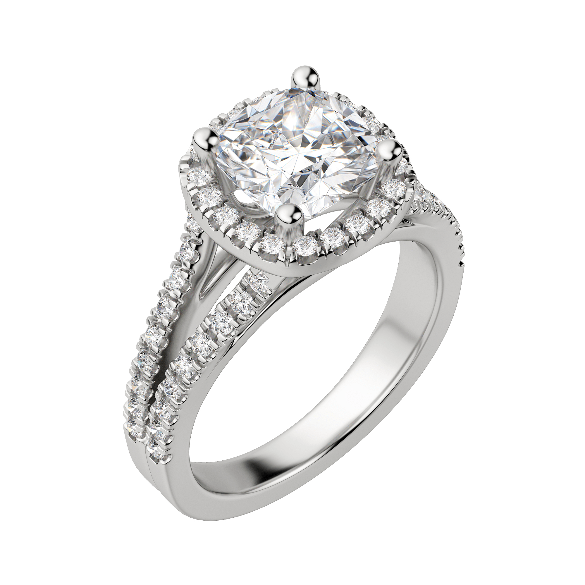 Vara Cushion Cut Engagement Ring, Default, 18K White Gold, Platinum