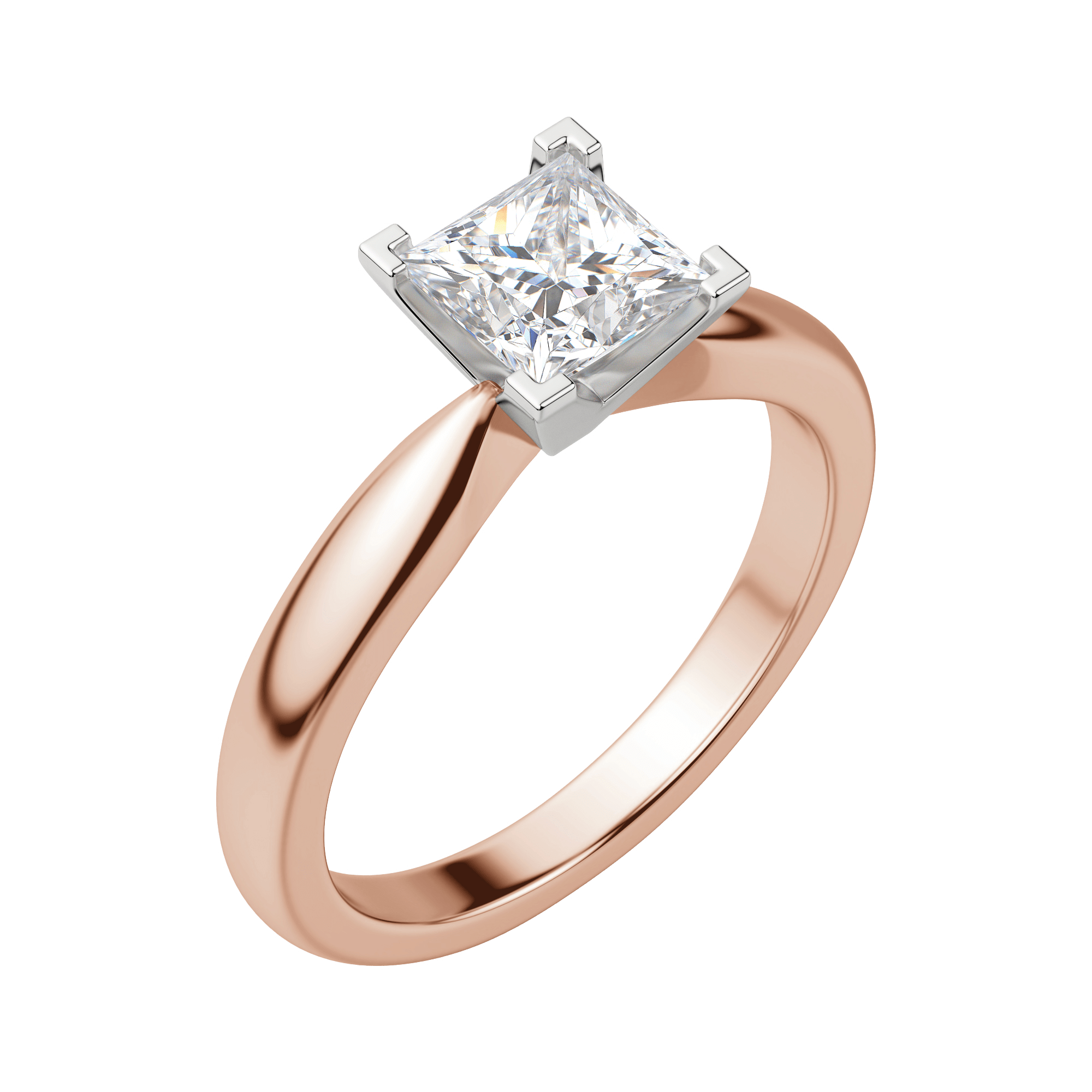 Isle Princess Cut Engagement Ring, Default, 14K Rose Gold,