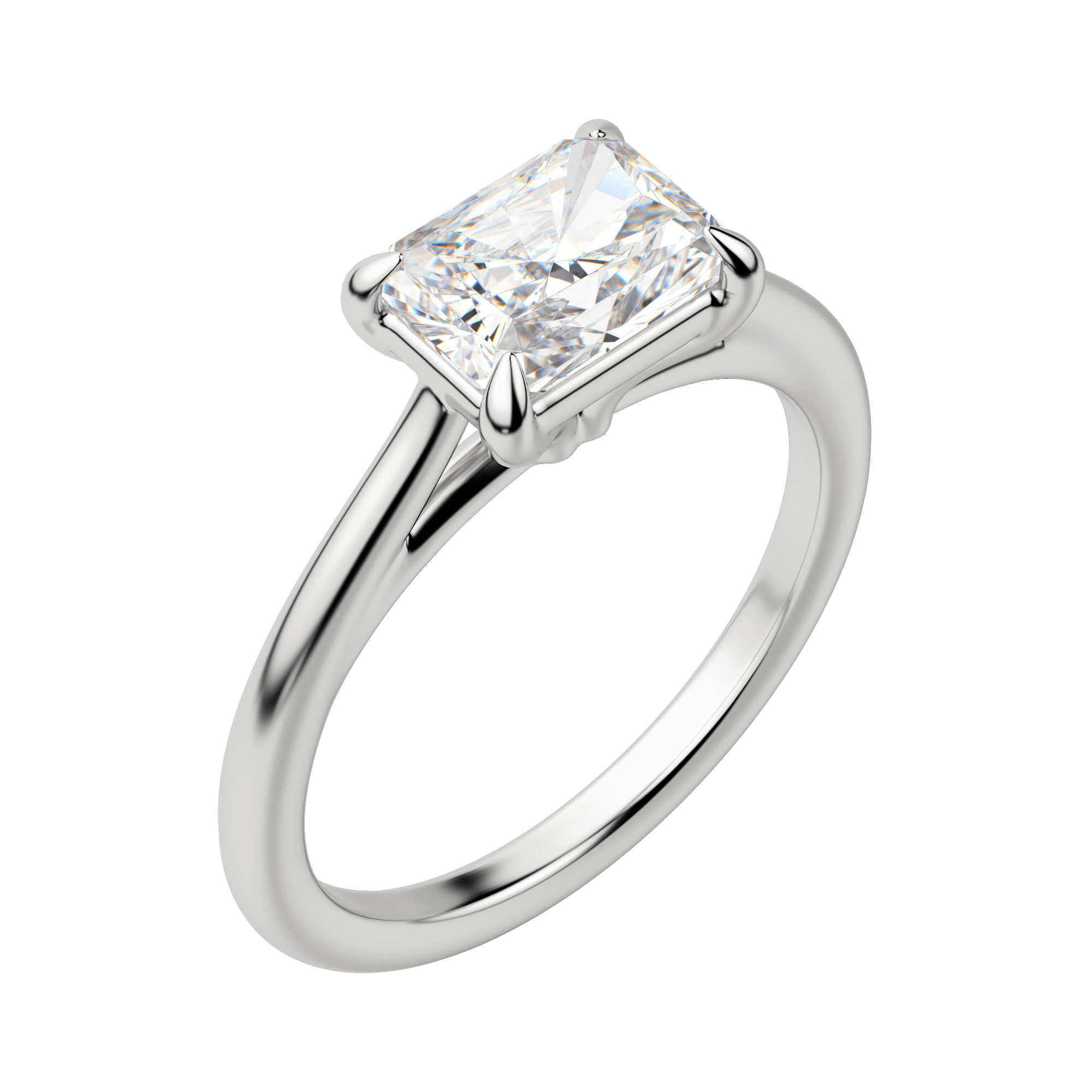 Edgy Classic Emerald Cut Engagement Ring, Default, 18K White Gold, Platinum,\r
