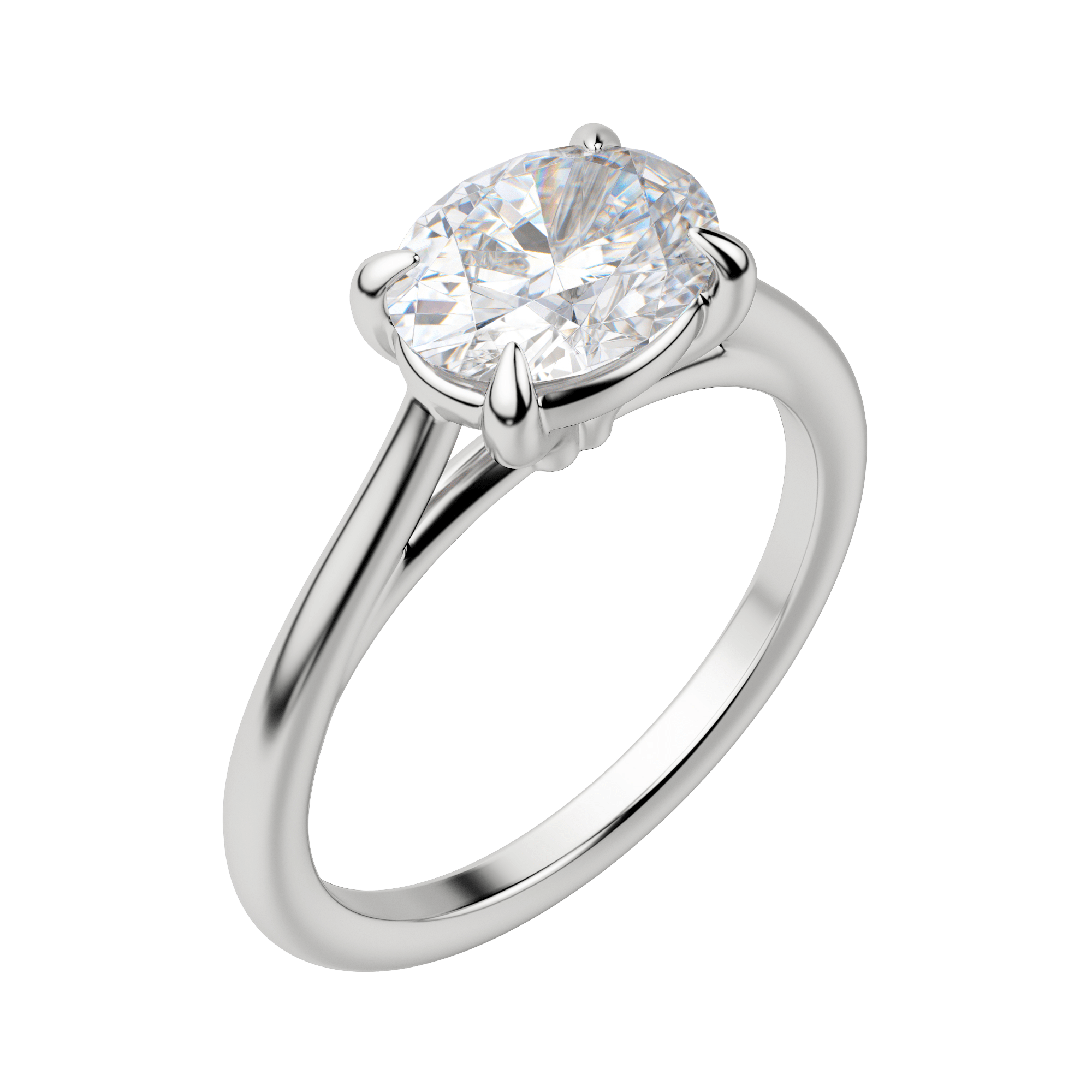 Edgy Classic Oval Cut Engagement Ring, Default, 18K White Gold, Platinum,\r
