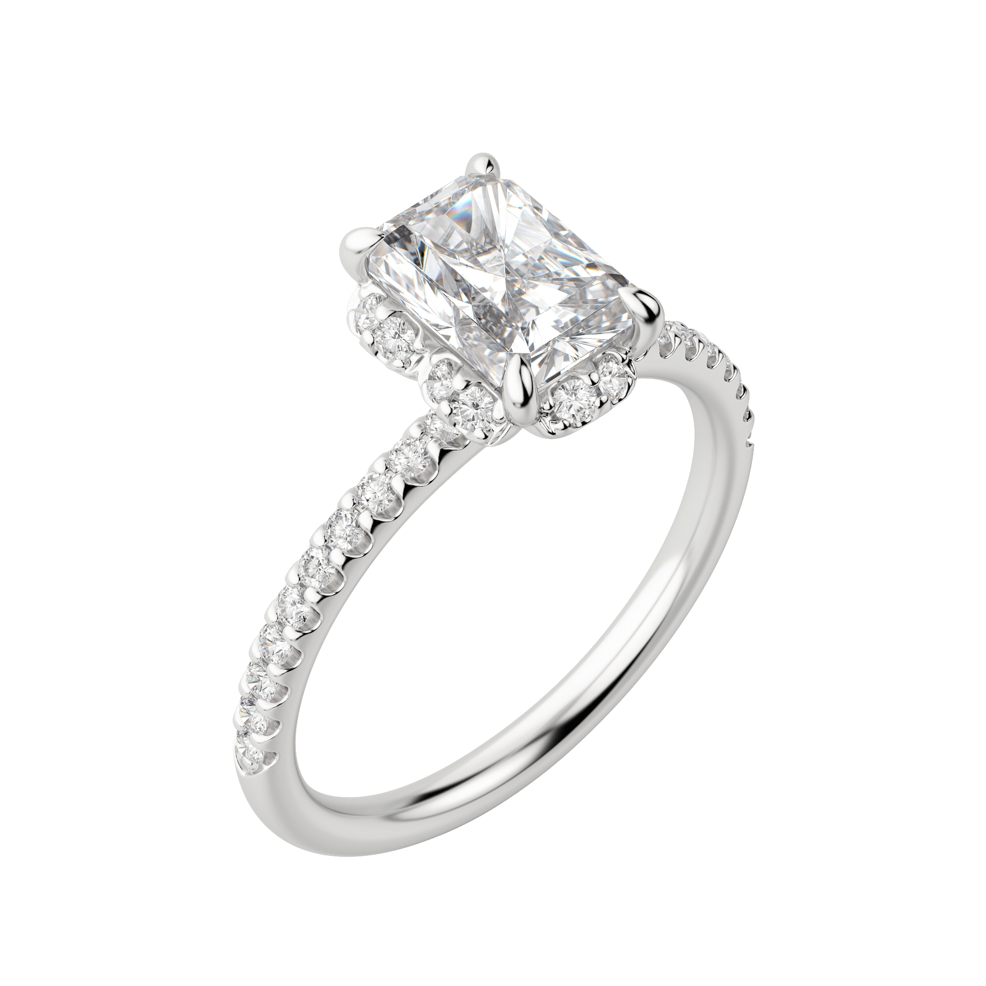 Sora Radiant Cut Engagement Ring, Default, 18K White Gold, Platinum,\r
