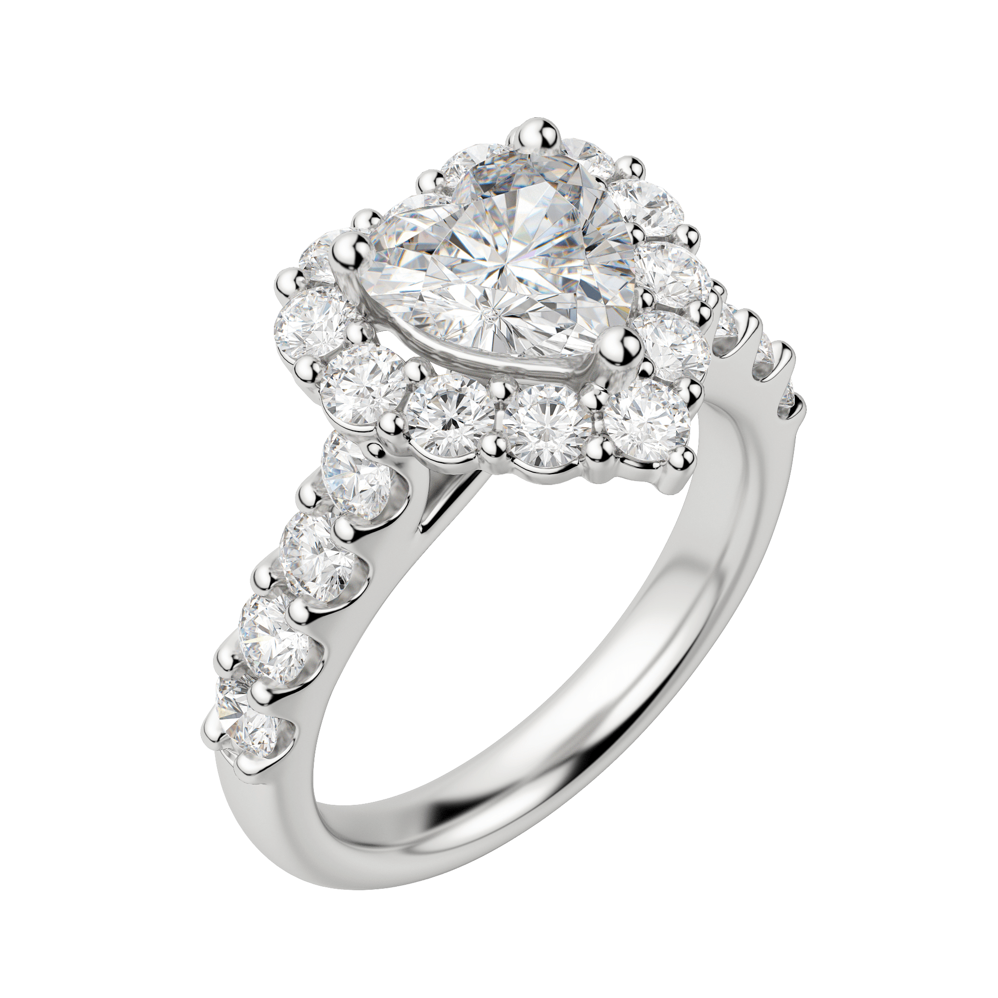 Vail Bold Heart Cut Engagement Ring, Default, 18K White Gold, Platinum
