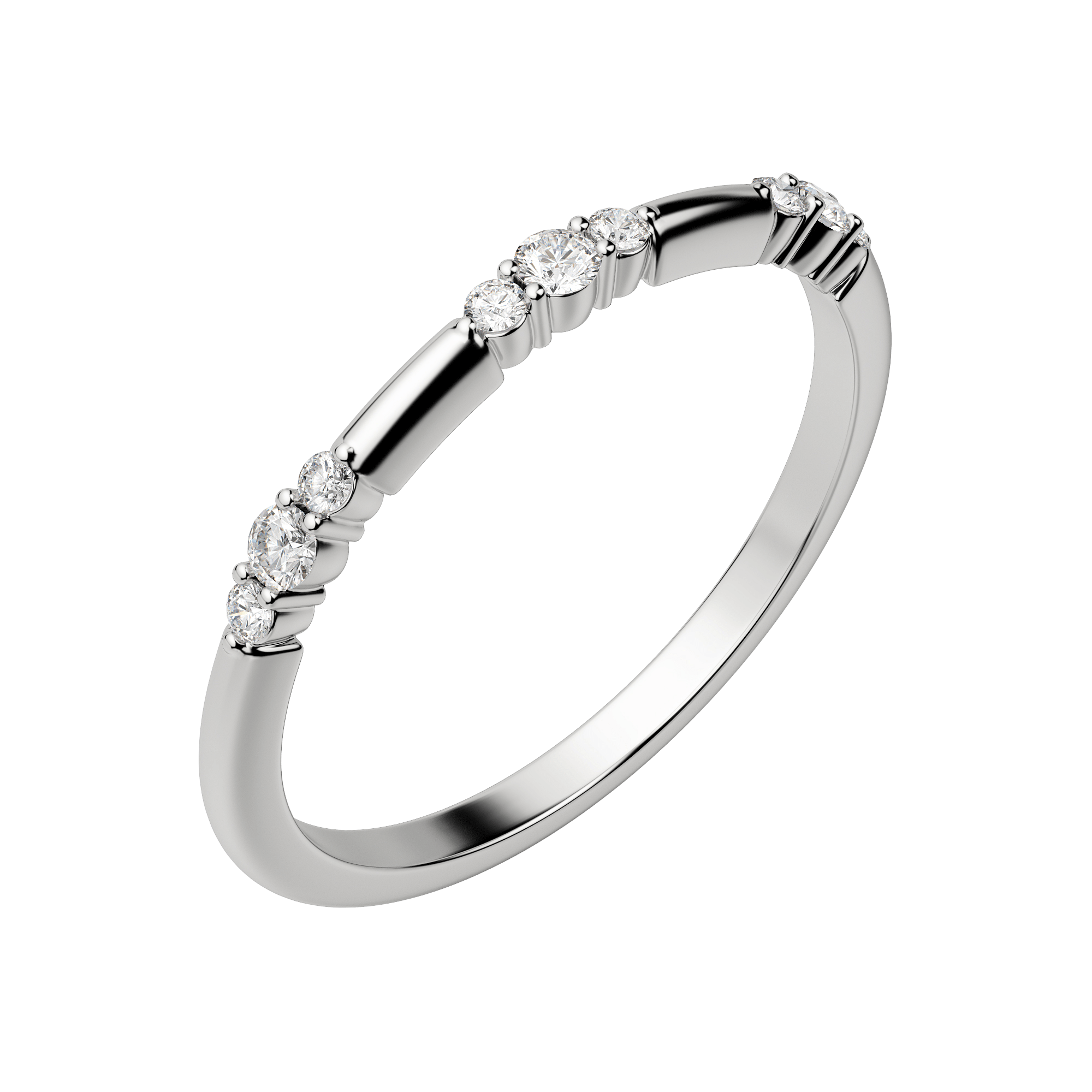 Accented Stackable Band, Default, 14K White Gold