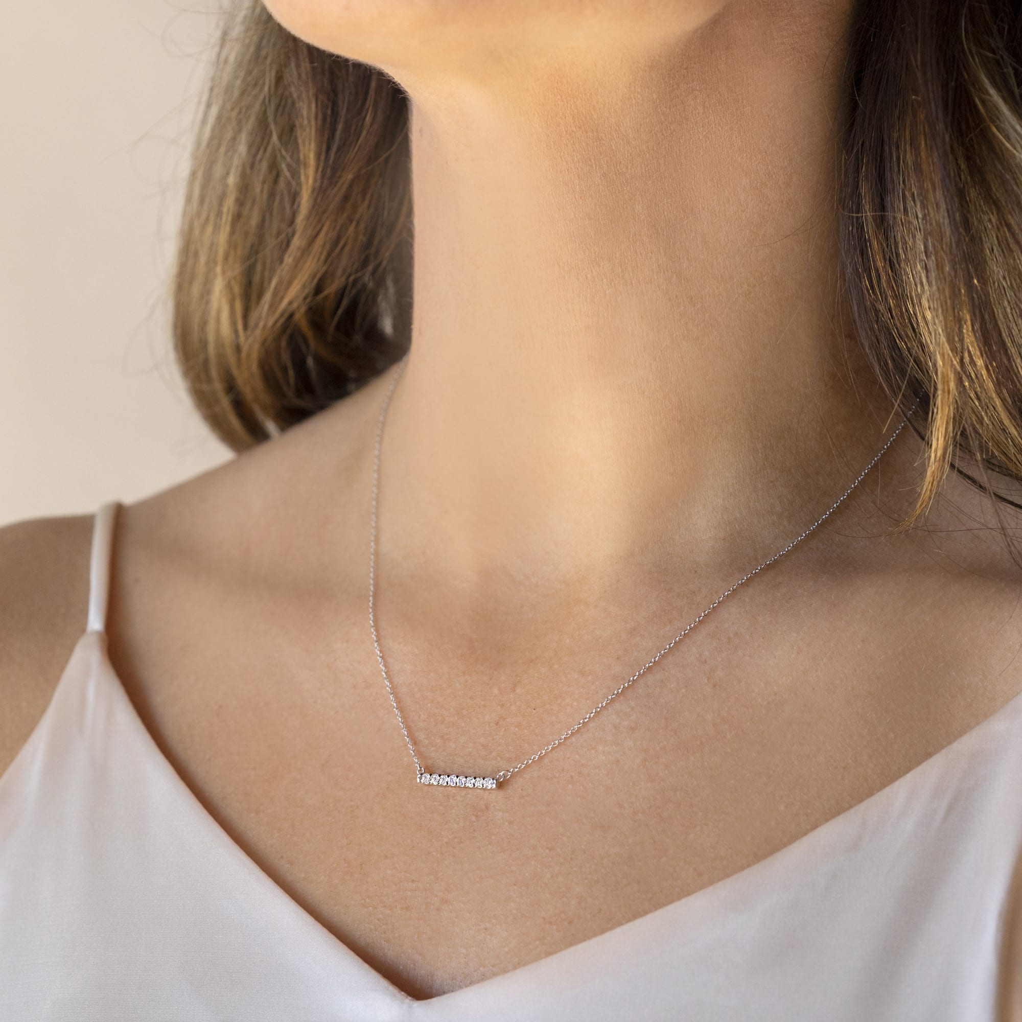 Bar Necklace, 14K Rose Gold, Hover, 14K White Gold, 14K Yellow Gold, 