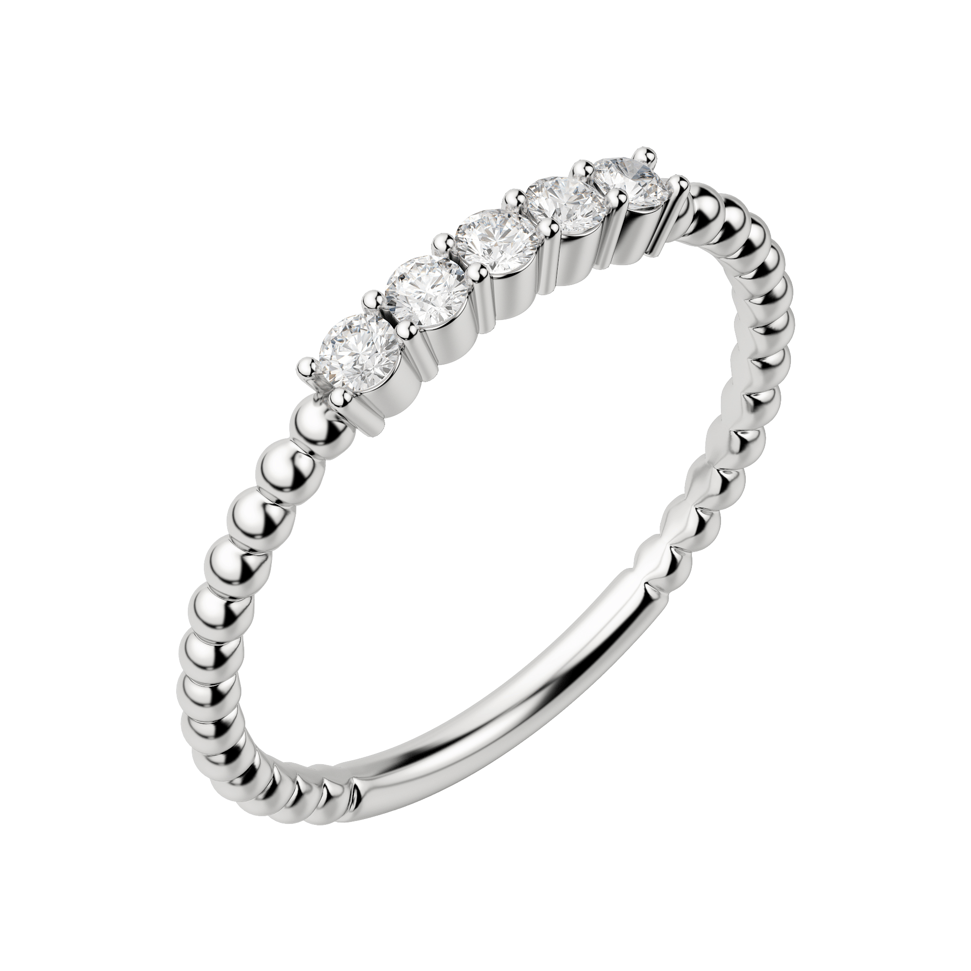 Beaded Accented Wedding Band, Default, 14K White Gold, 