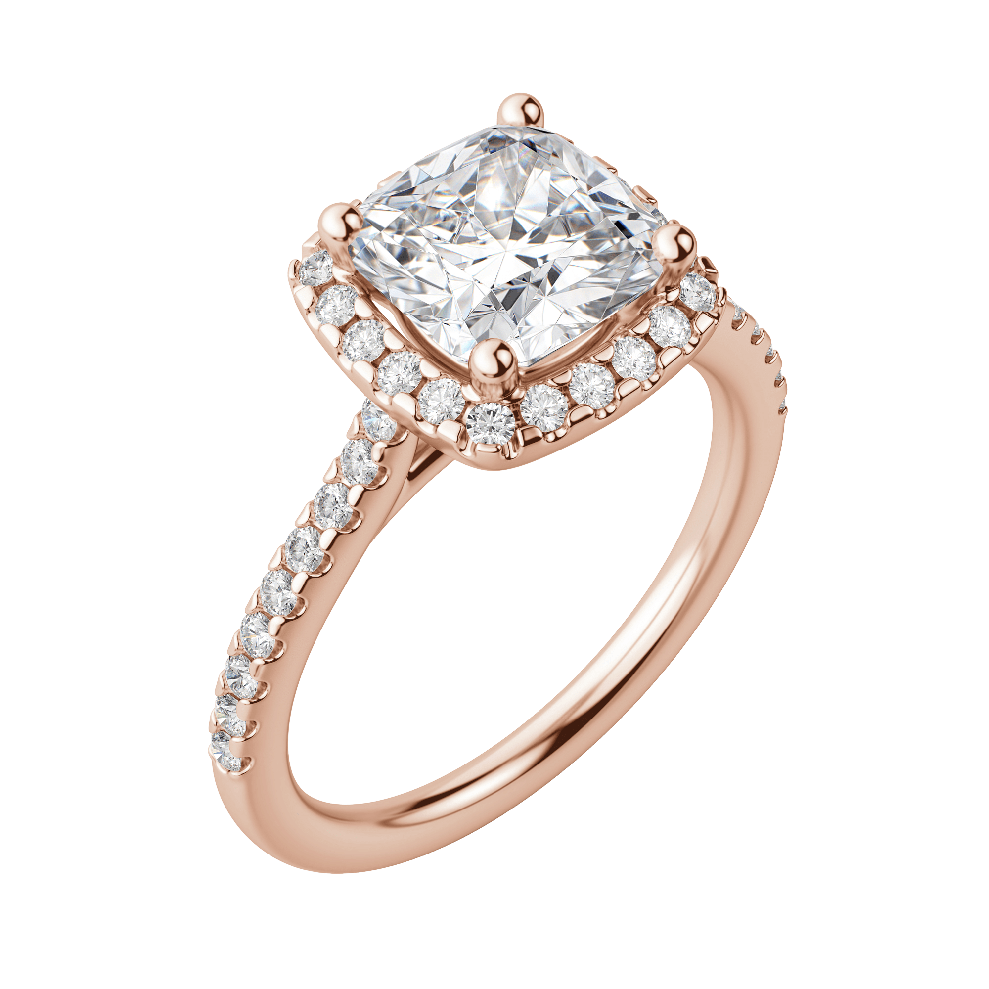 Helm Cushion Cut Engagement Ring, Default, 14K Rose Gold