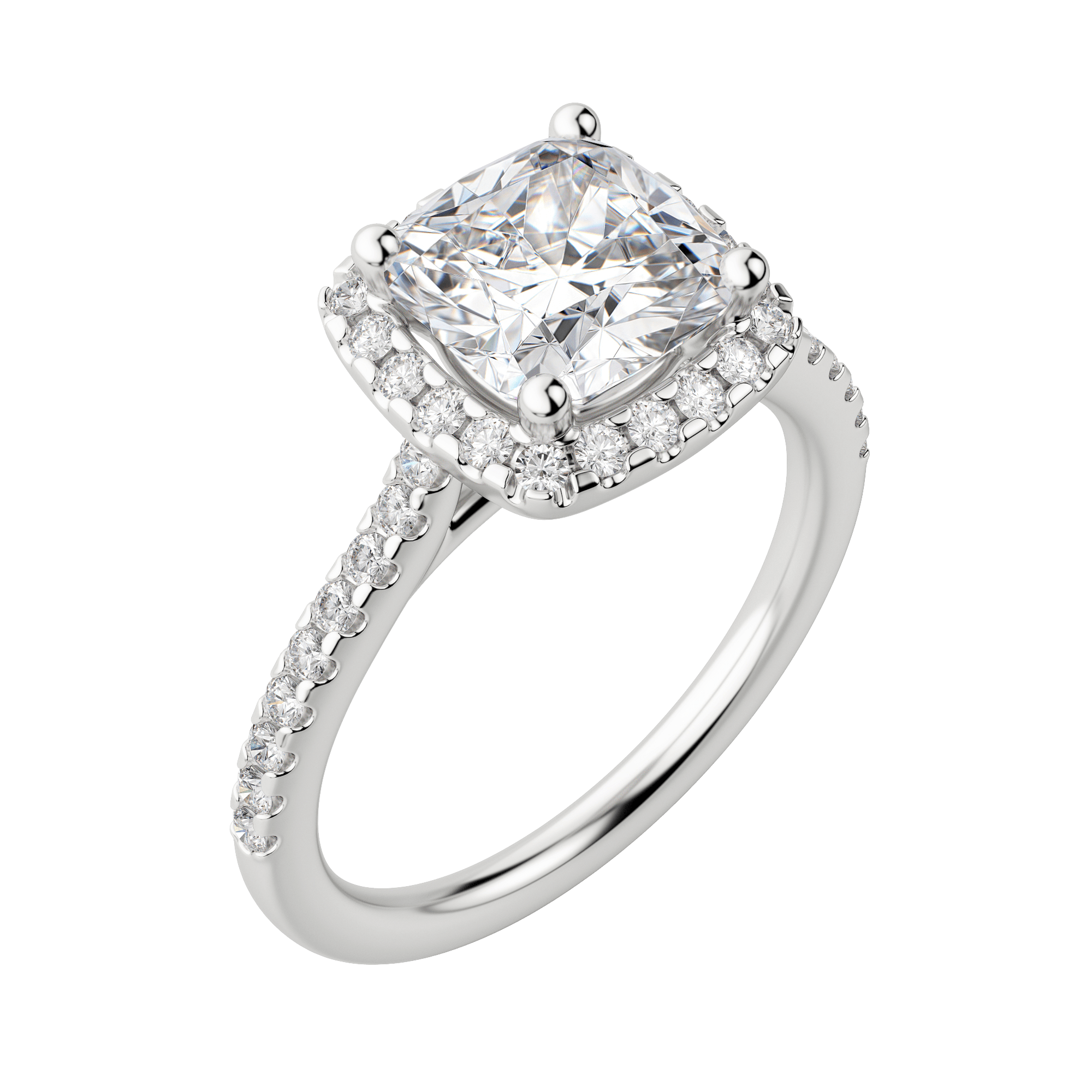 Helm Cushion Cut Engagement Ring, Default, 18K White Gold, Platinum, 