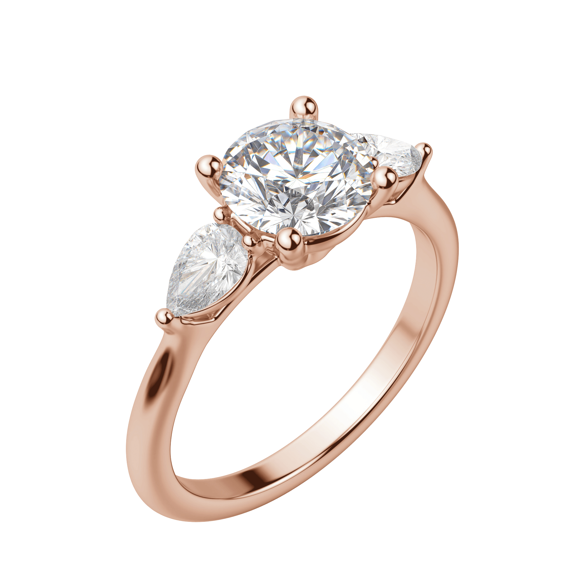 Lily Classic Round Cut Engagement Ring, Default, 14K Rose Gold