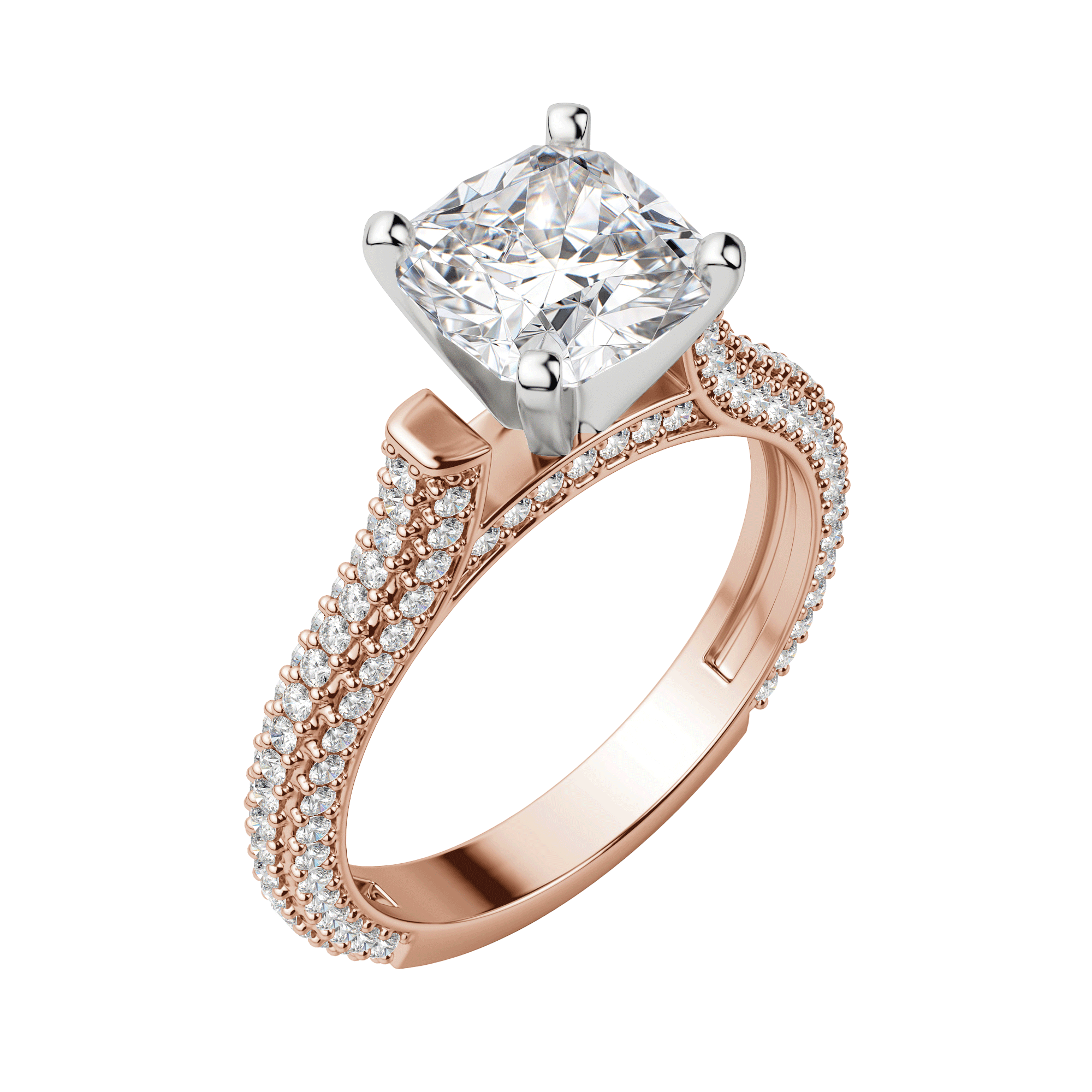Vita Cushion Cut Engagement Ring, Default, 14K Rose Gold
