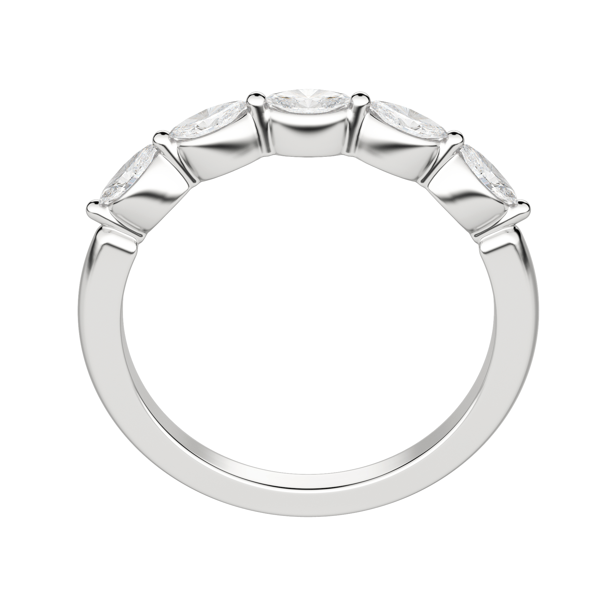 Five Stone Marquise Anniversary Band, Hover, 18K White Gold, Platinum, 