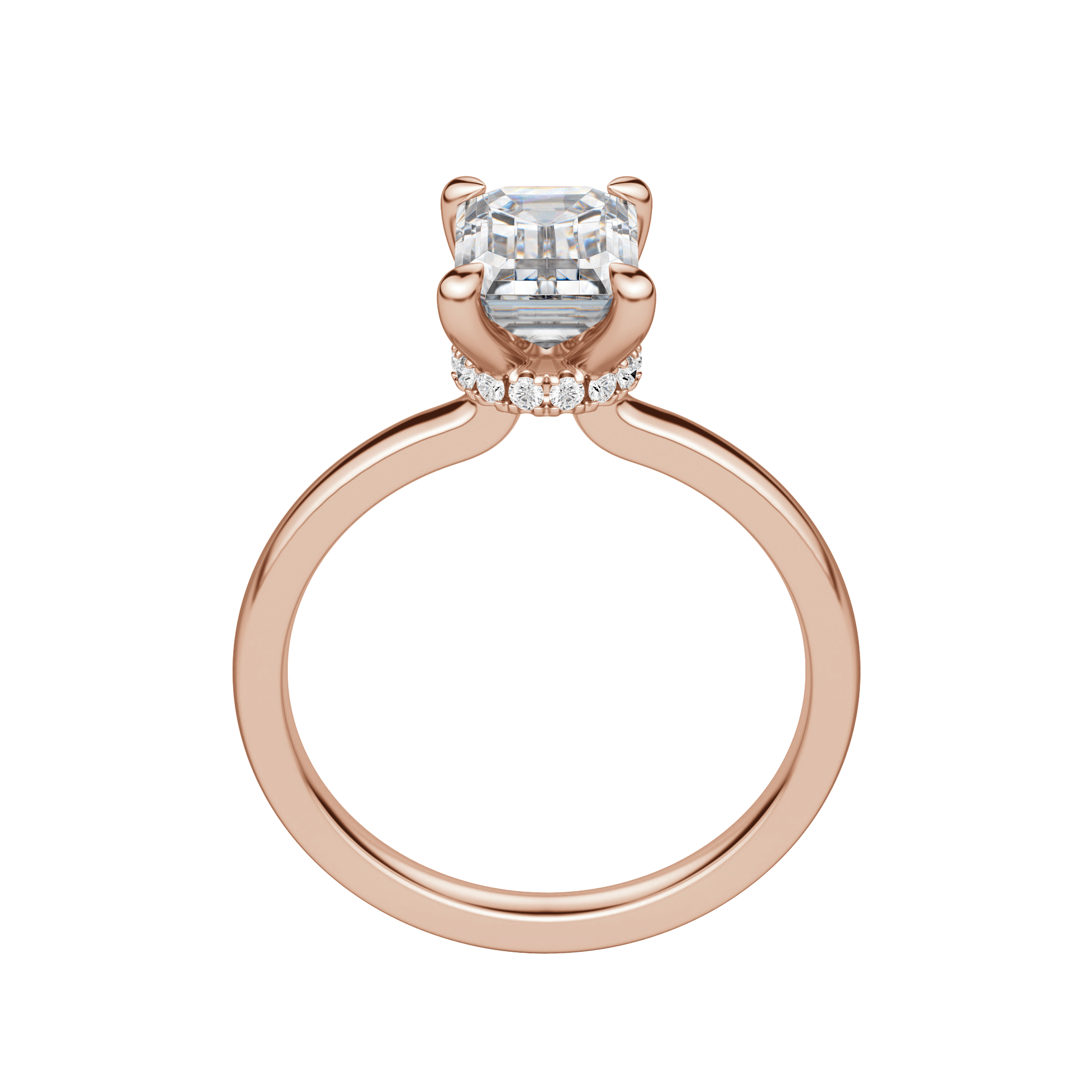 Amla Classic Emerald Cut Engagement Ring, Hover, 14K Rose Gold,