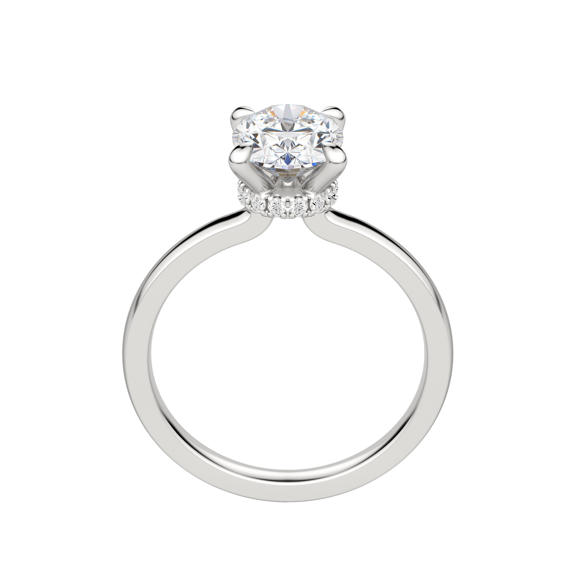 Amla Classic Oval Cut Engagement Ring, Hover, 18K White Gold, Platinum, 