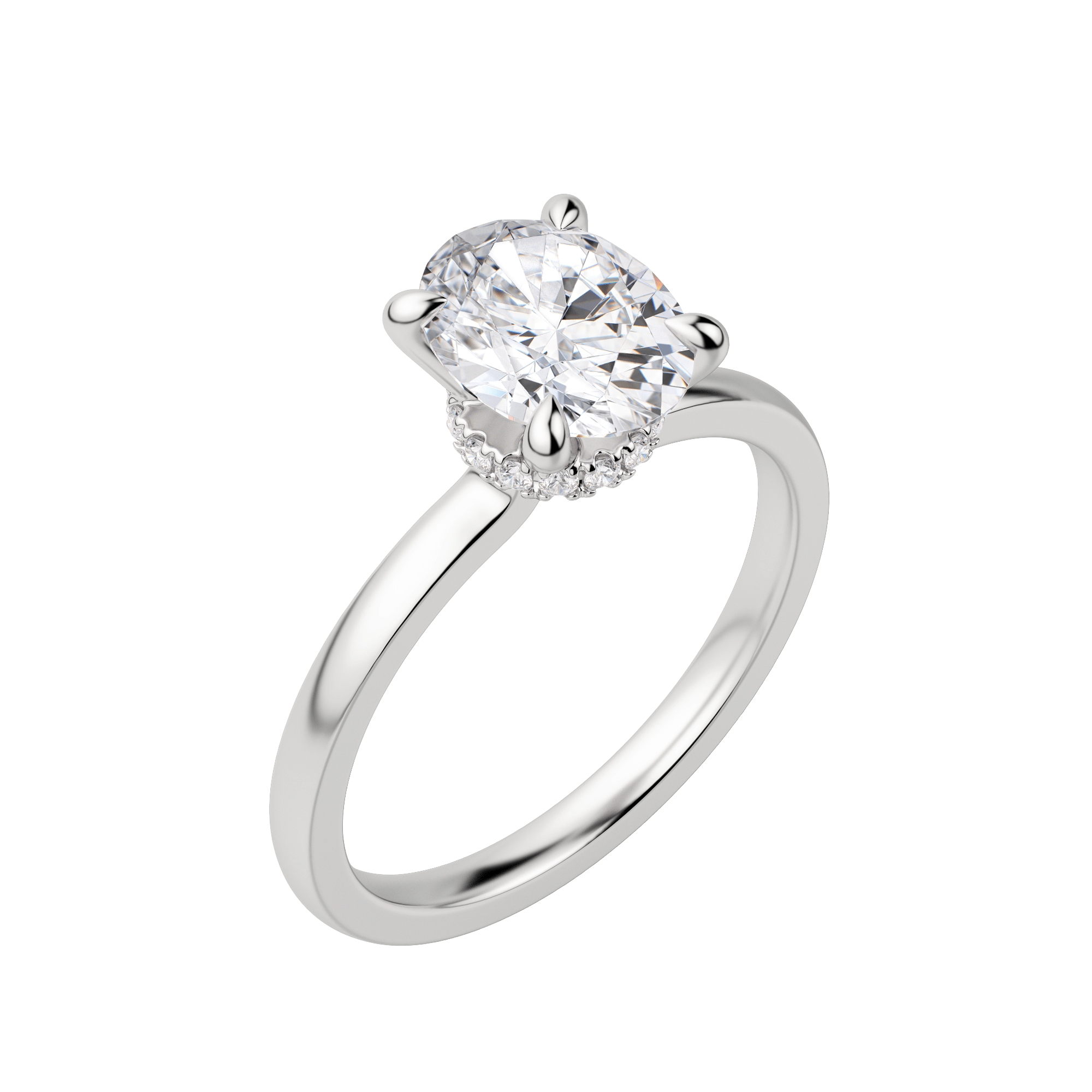 Amla Classic Oval Cut Engagement Ring, Default, 18K White Gold, Platinum, 