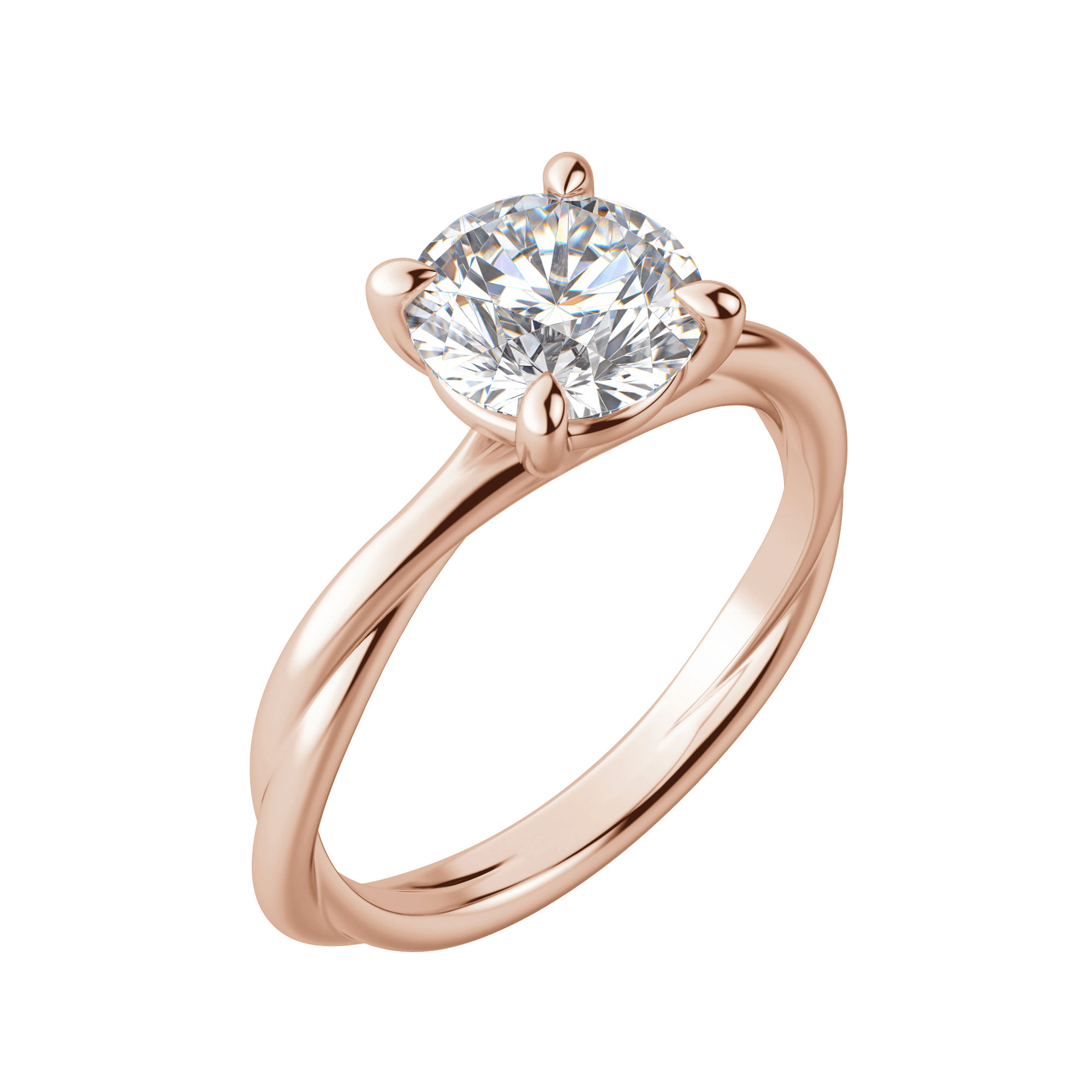 Ayla Round Cut Engagement Ring, Default, 14K Rose Gold, 