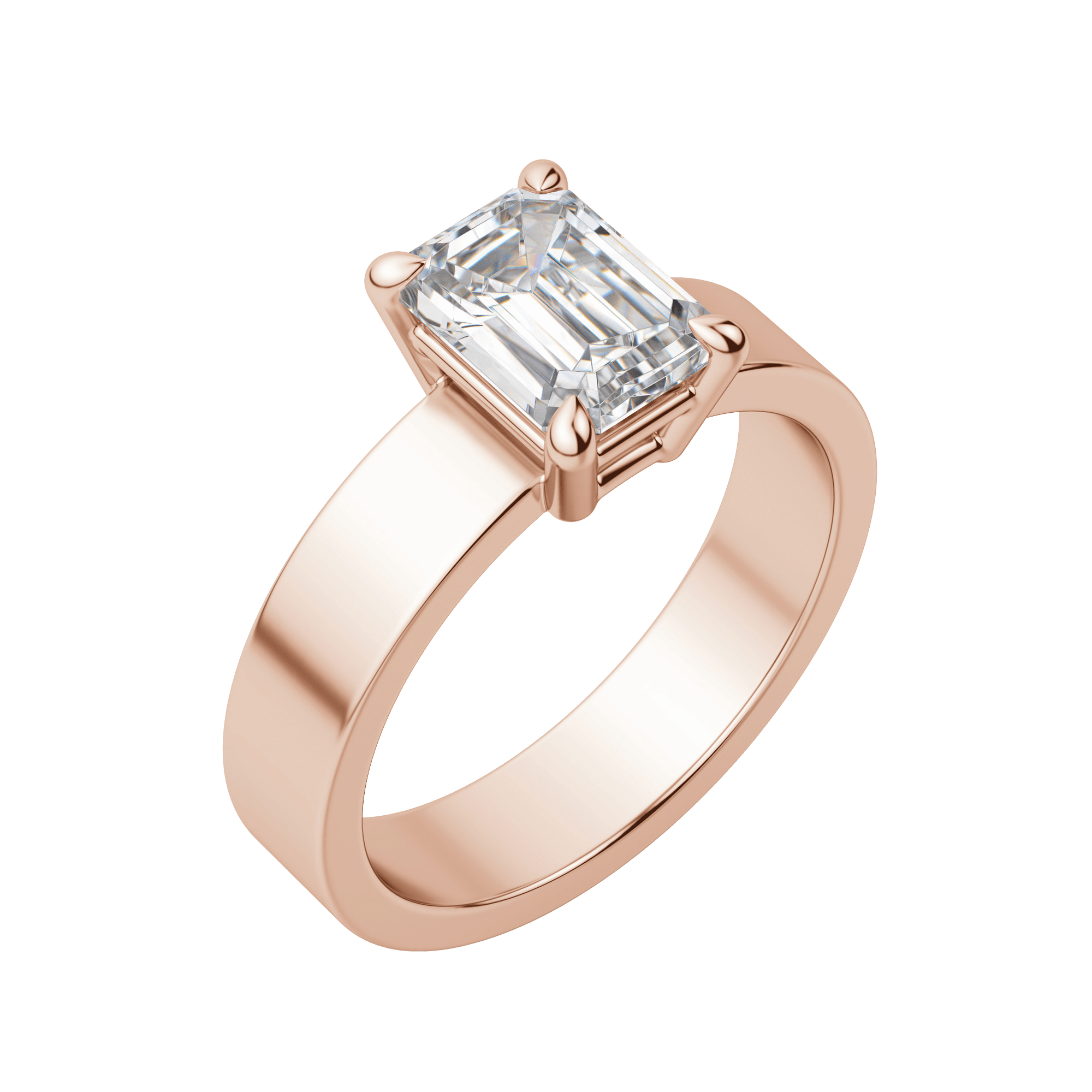 Eave Bold Emerald Cut Engagement Ring, Default, 14K Rose Gold,