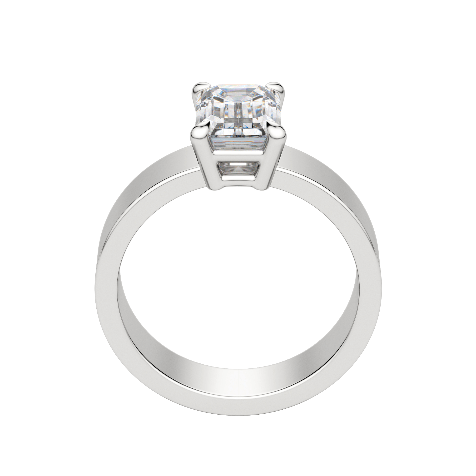 Eave Bold Emerald Cut Engagement Ring, Hover, 18K White Gold, Platinum, 
