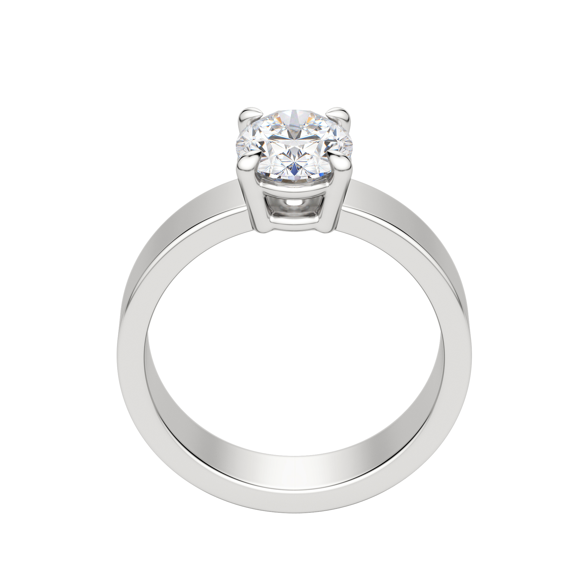 Eave Bold Oval Cut Engagement Ring, Hover, 18K White Gold, Platinum, 