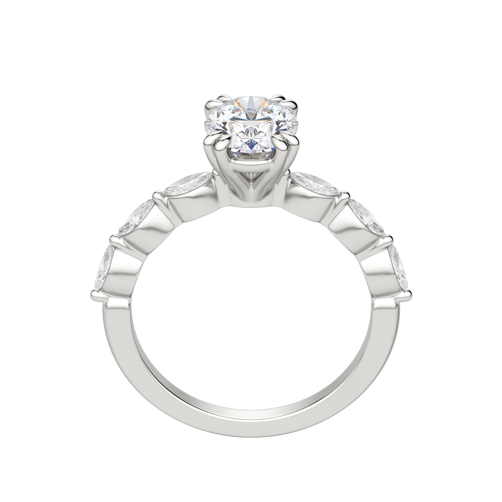 Frey Oval Cut Engagement Ring, Hover, 18k White Gold, Platinum, 