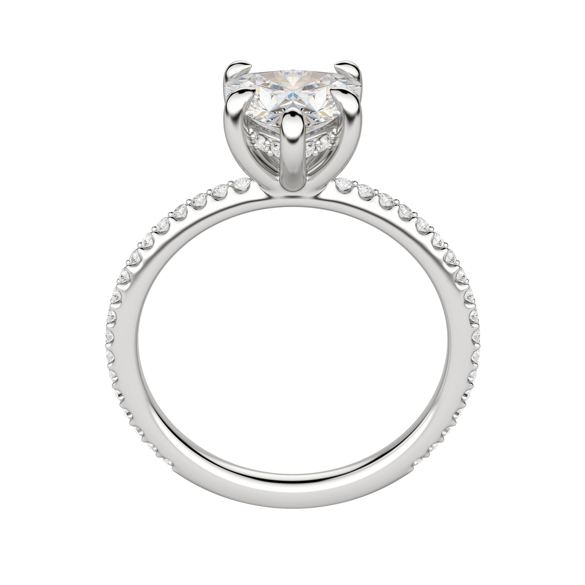 Hera Accented Heart Cut Engagement Ring, Hover, 18K White Gold, Platinum, 