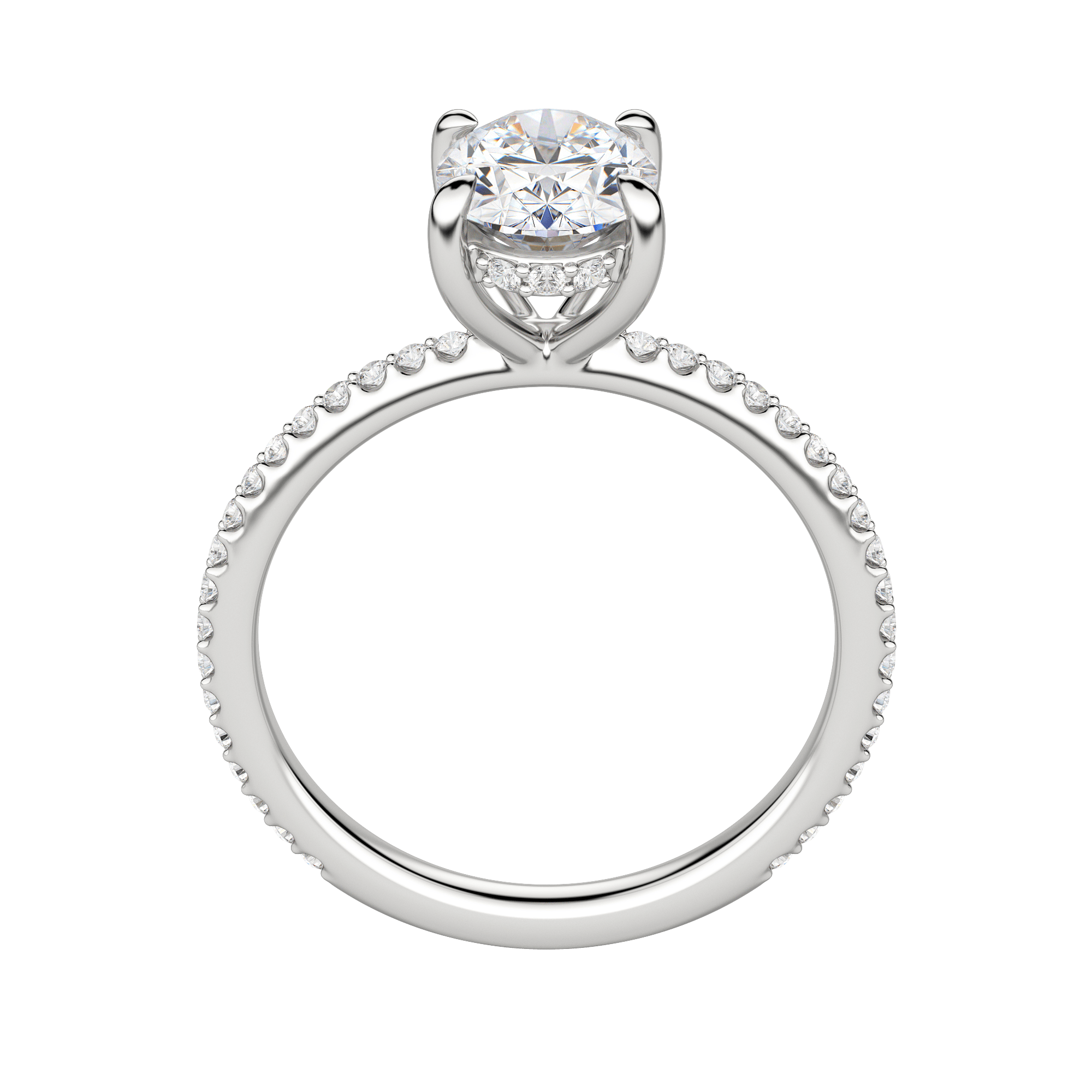 Hera Accented Oval Cut Engagement Ring, Hover, 18K White Gold, Platinum, 