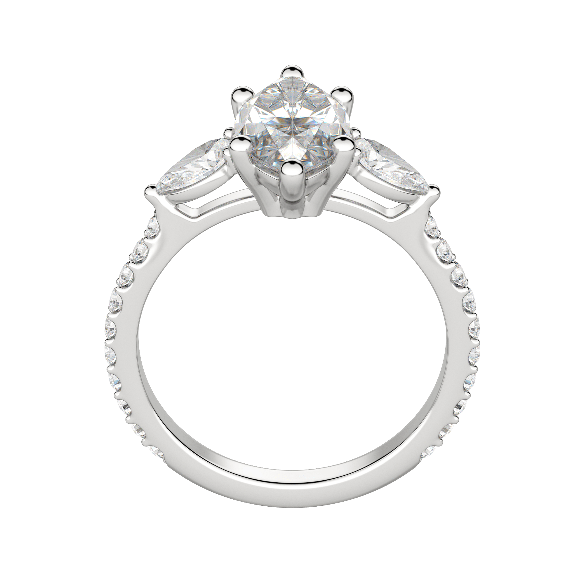 Lily Accented Marquise Cut Engagement Ring, Hover, 18K White Gold, Platinum,\r
