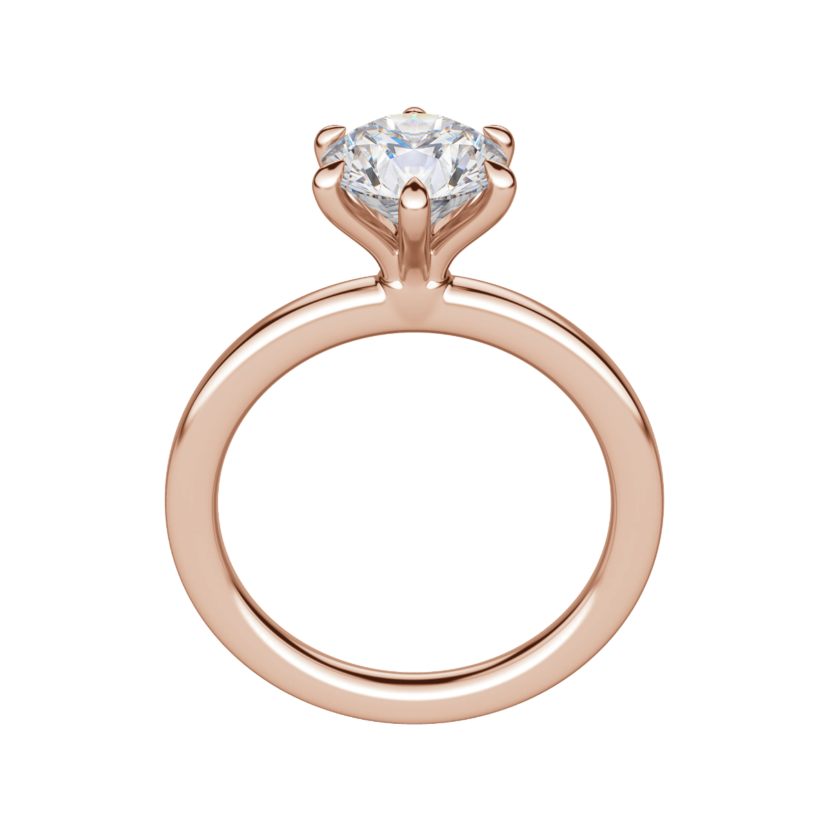 Lyre Classic Round Cut Engagement Ring, Hover, 14k Rose Gold