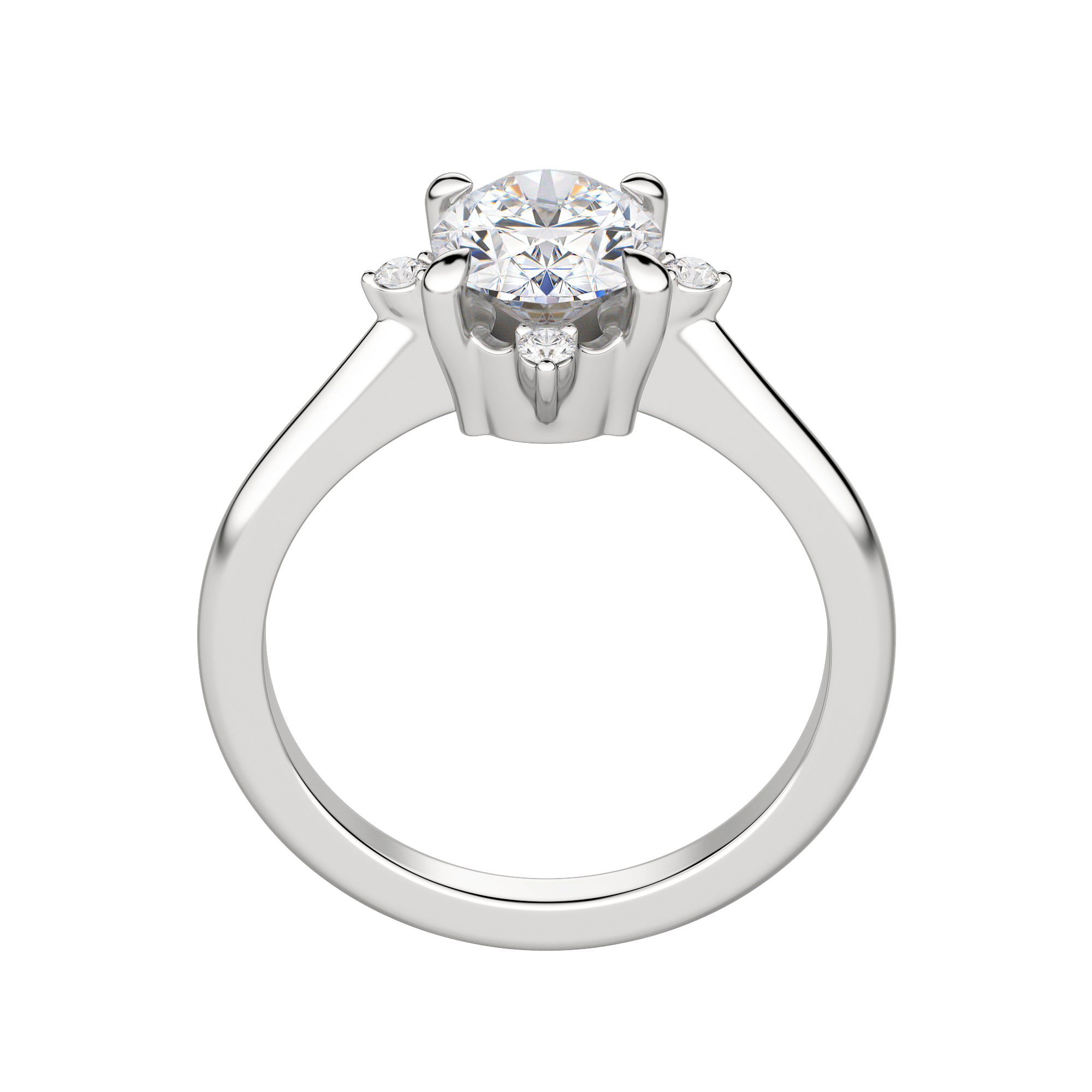 Nova Classic Oval Cut Engagement Ring, Hover, 18K White Gold, Platinum, 