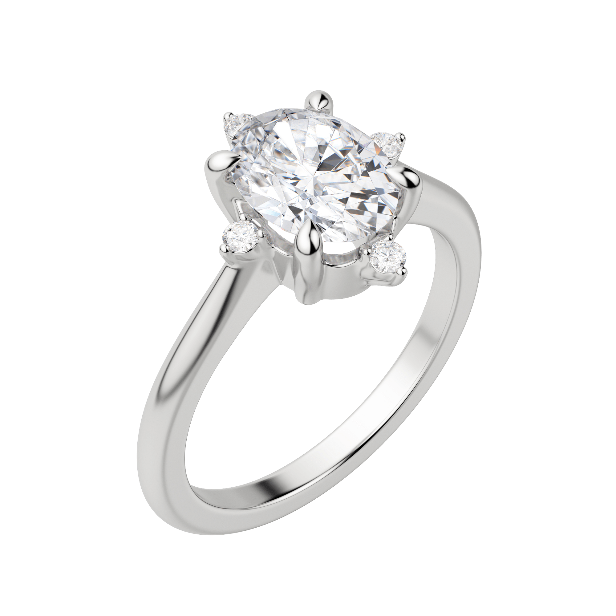 Nova Classic Oval Cut Engagement Ring, Default, 18K White Gold, Platinum, 