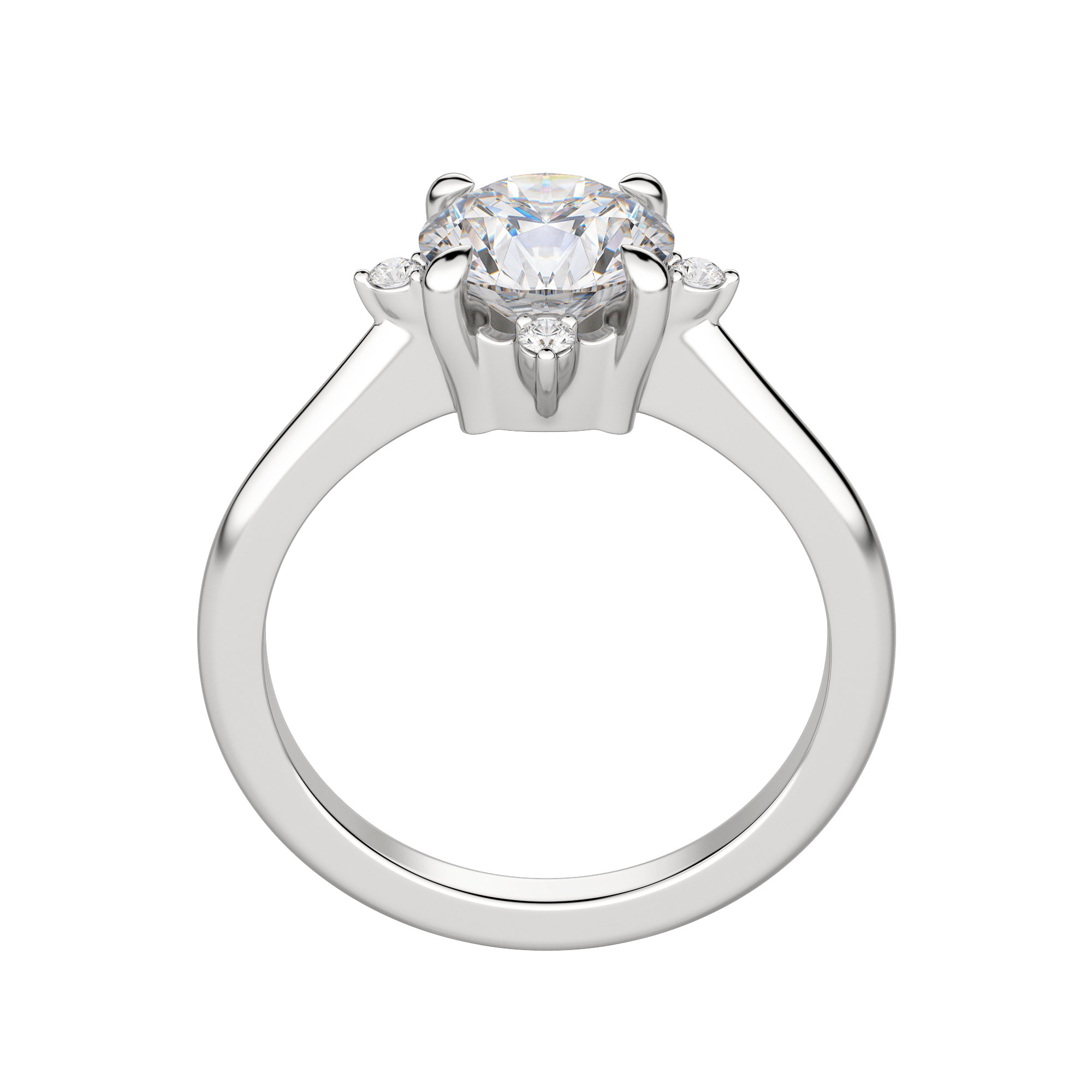 Nova Classic Round Cut Engagement Ring, Hover, 18K White Gold, Platinum, 