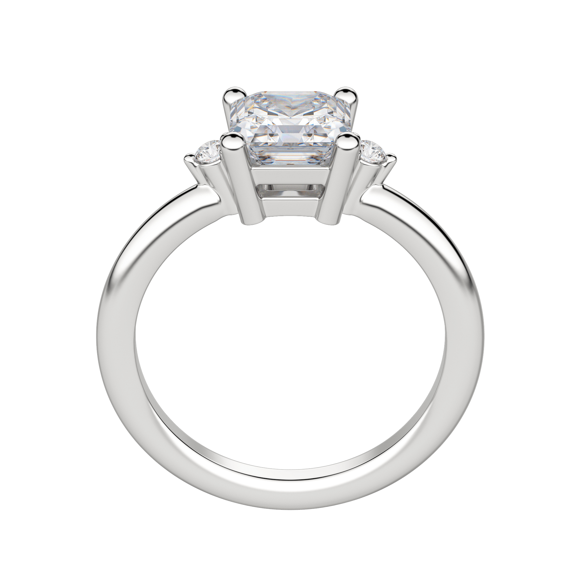 Zara Asscher Cut Engagement Ring, Hover, 18K White Gold, Platinum, 