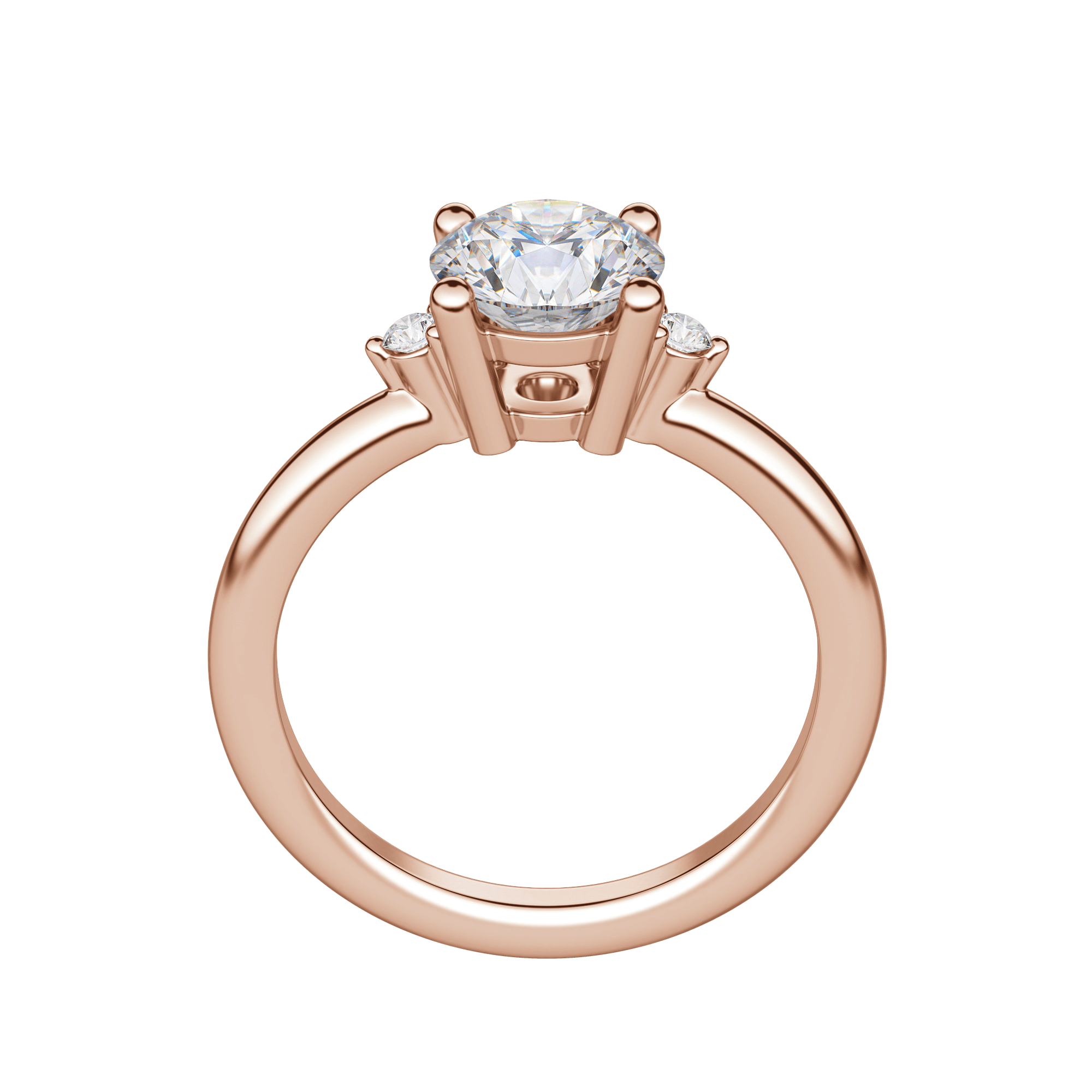 Zara Round Cut Engagement Ring, Hover, 14K Rose Gold,