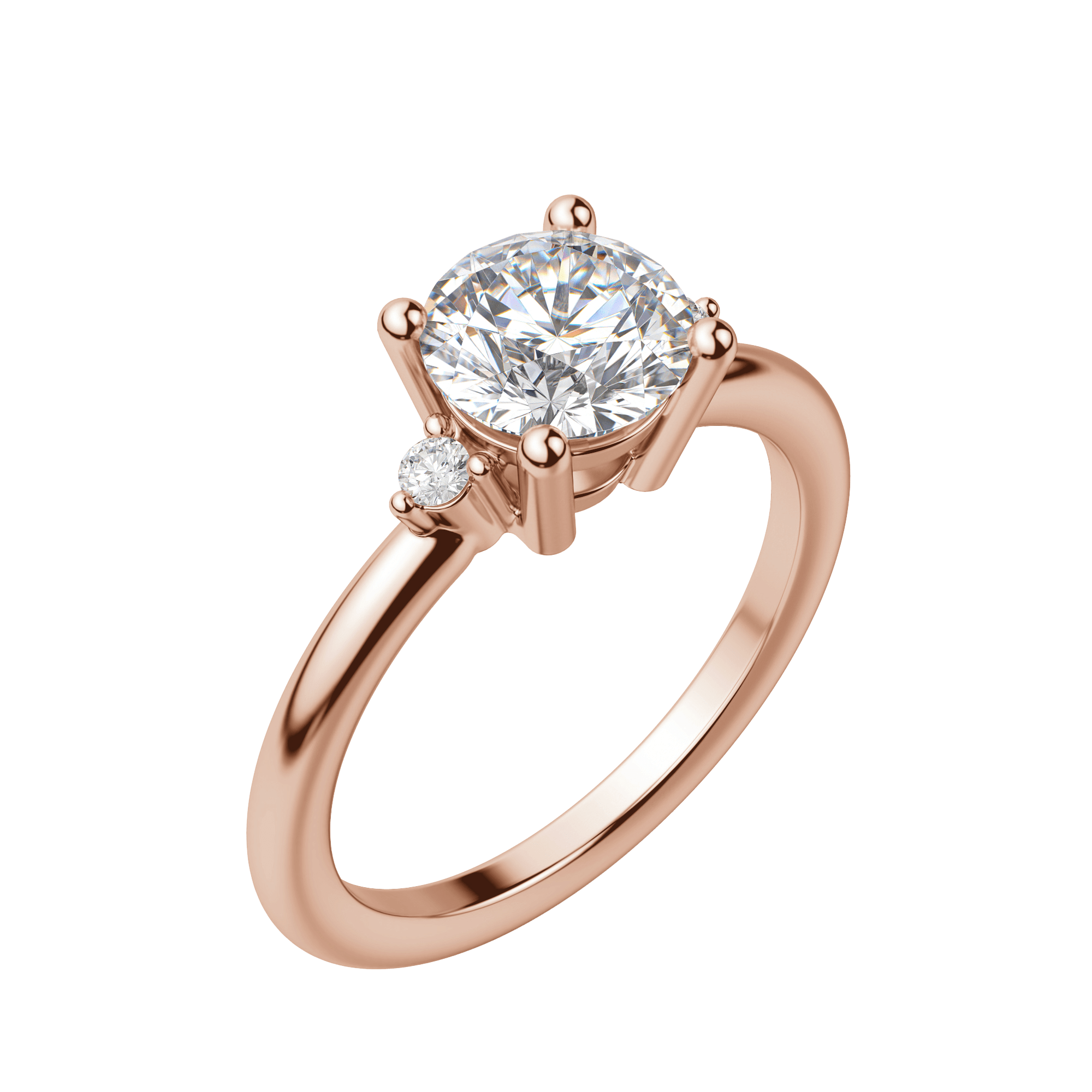 Zara Round Cut Engagement Ring, Default, 14K Rose Gold,