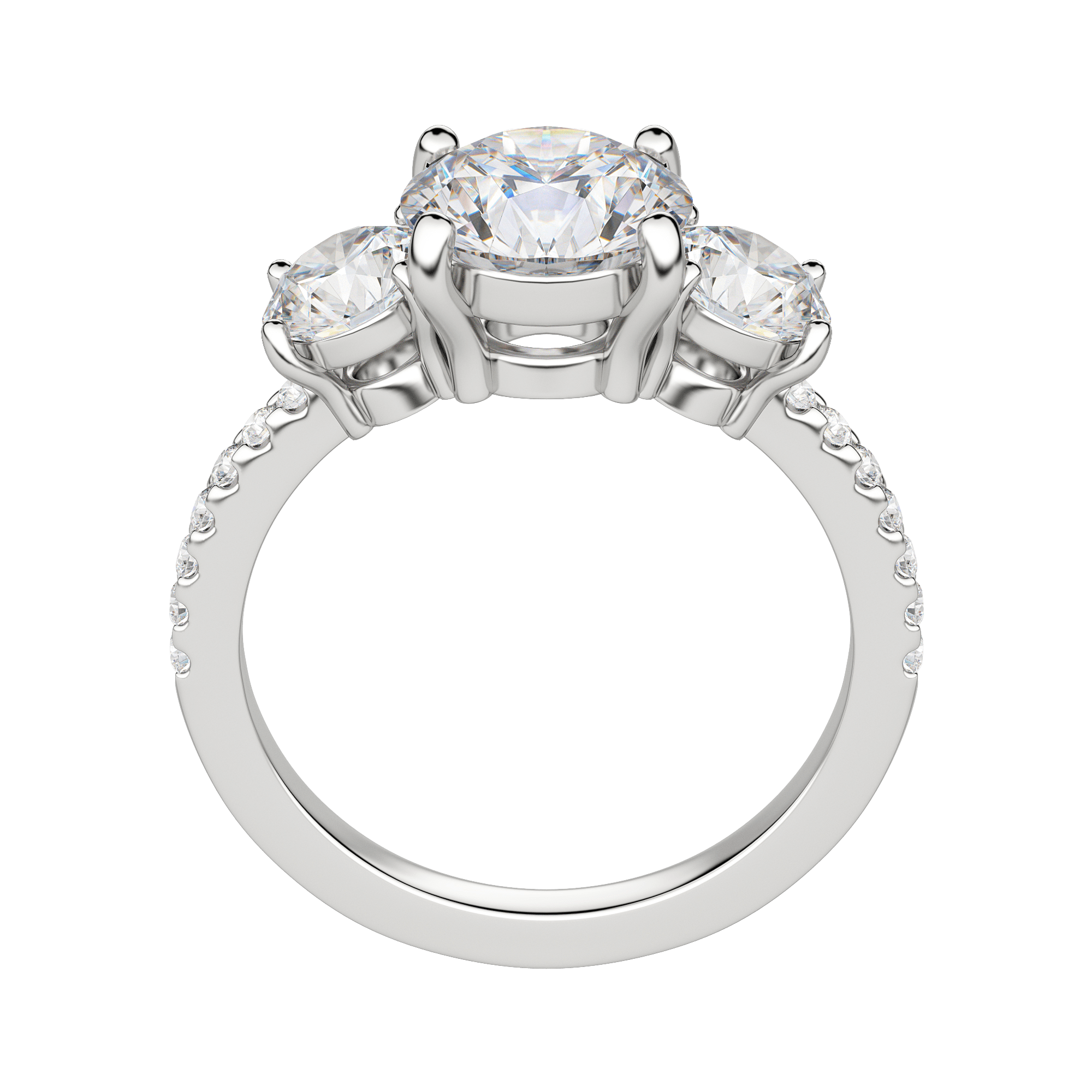 Alas Round Cut Engagement Ring, Hover, Platinum, 18K White Gold, 