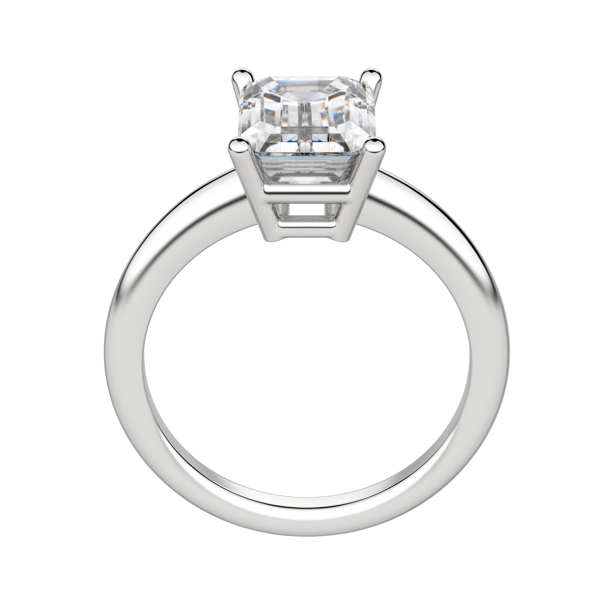 Eave Classic Emerald Cut Engagement Ring, 18K White Gold, Platinum, Hover, 