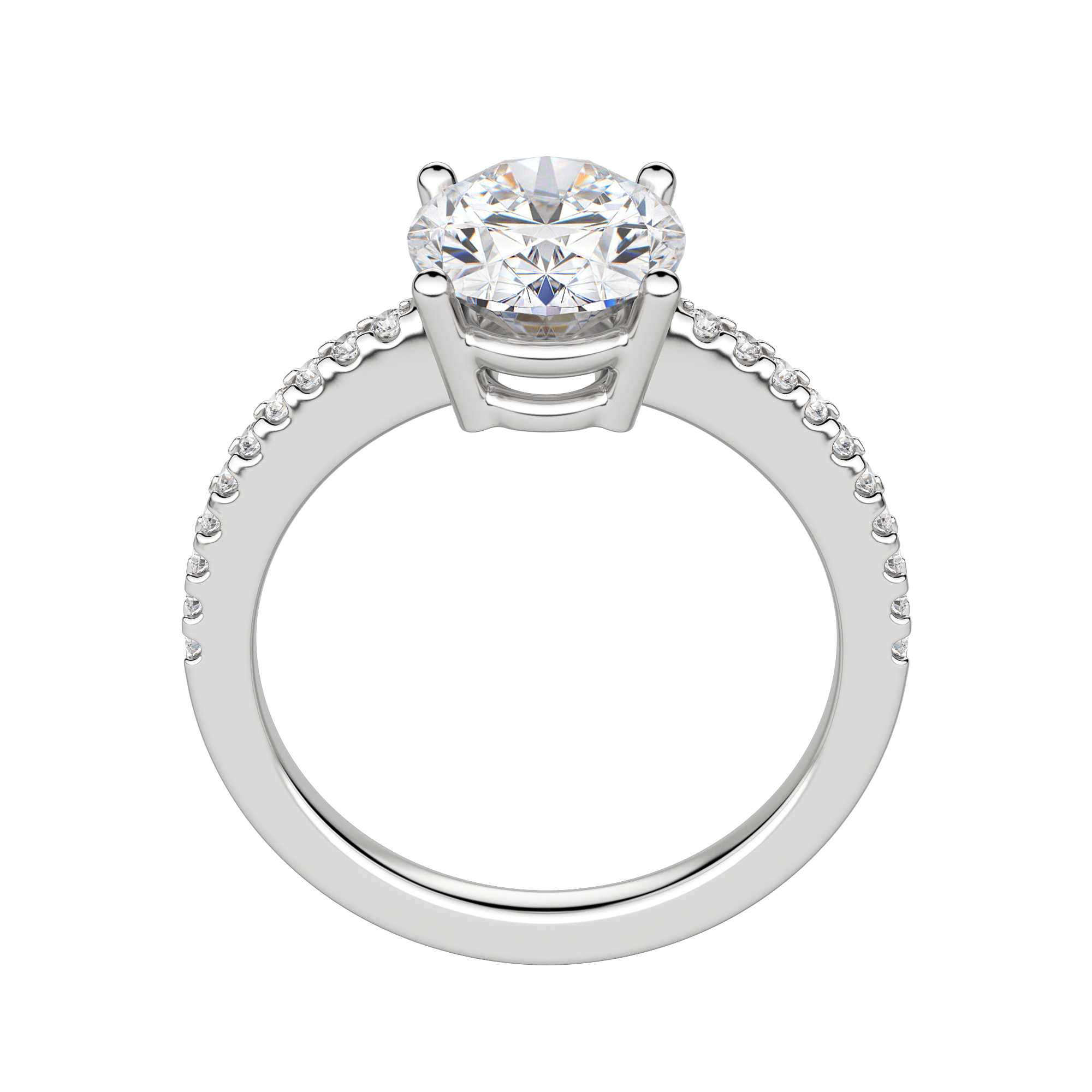Eave Accented Oval Cut Engagement Ring, 18K White Gold, Platinum, Hover, 