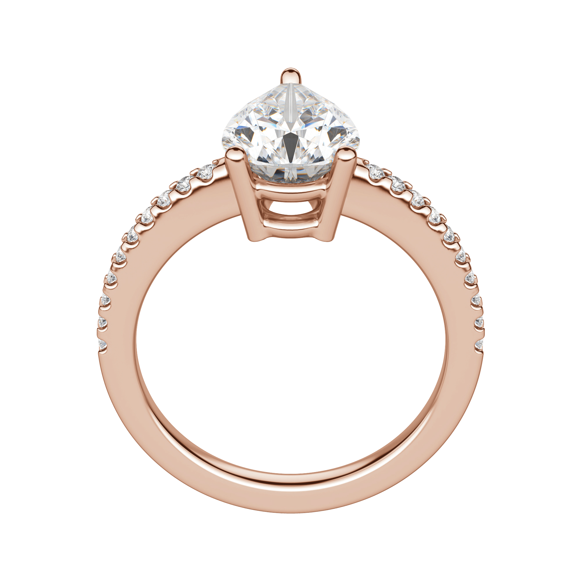 Eave Accented Pear Cut Engagement Ring, 14K Rose Gold, Hover, 