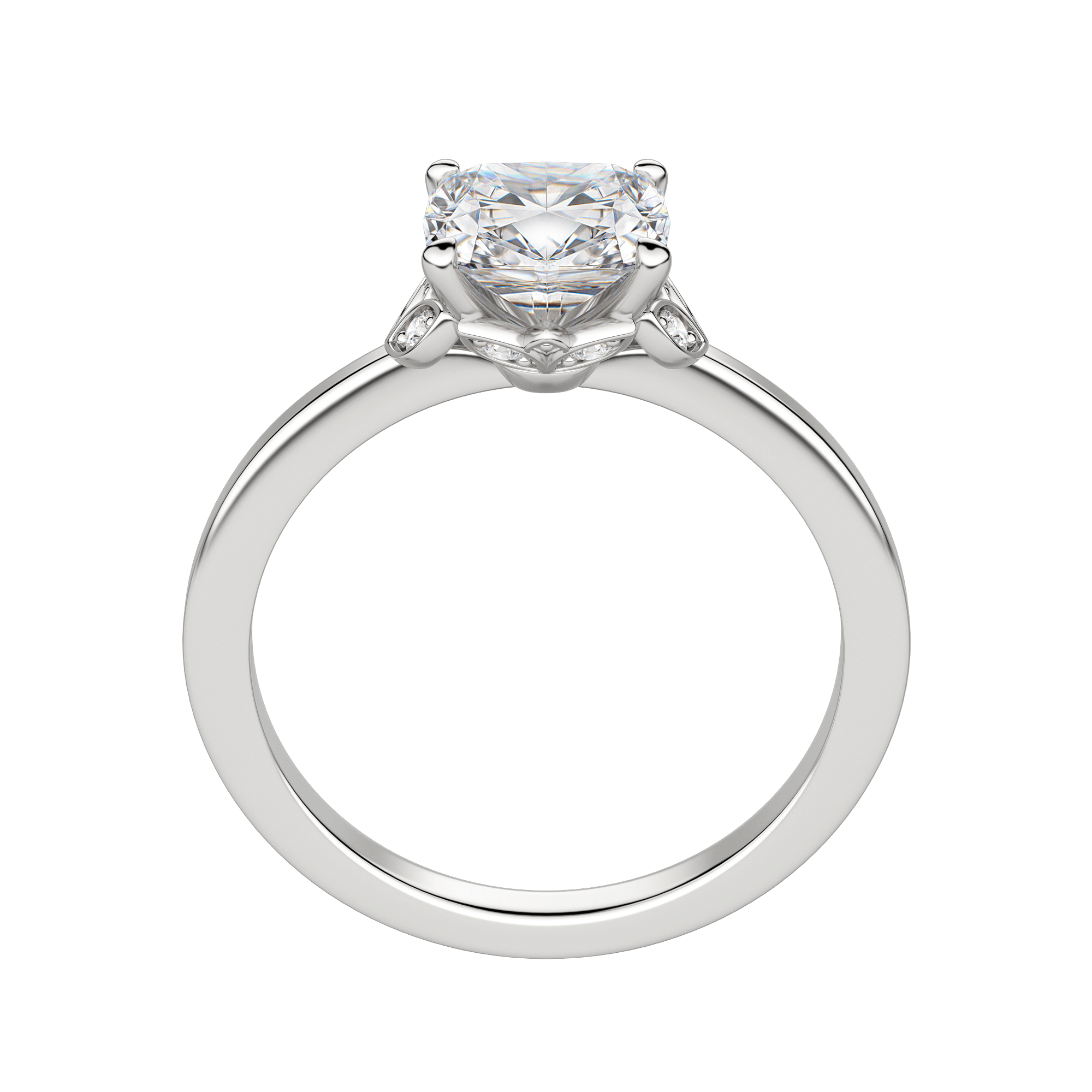 Eden Cushion Cut Engagement Ring, 18K White Gold, Platinum, Hover, 