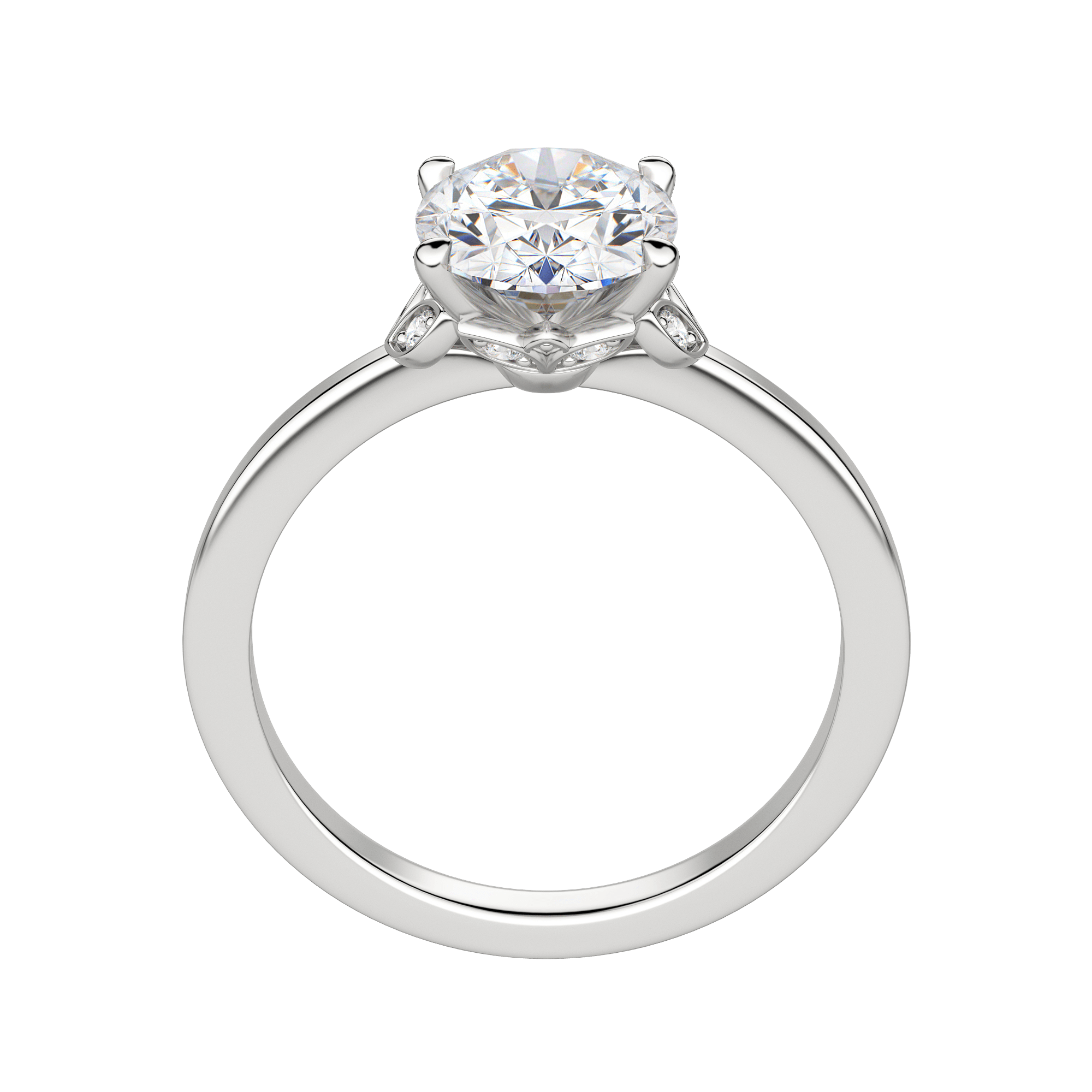 Eden Oval Cut Engagement Ring, 18K White Gold, Hover, Platinum, 