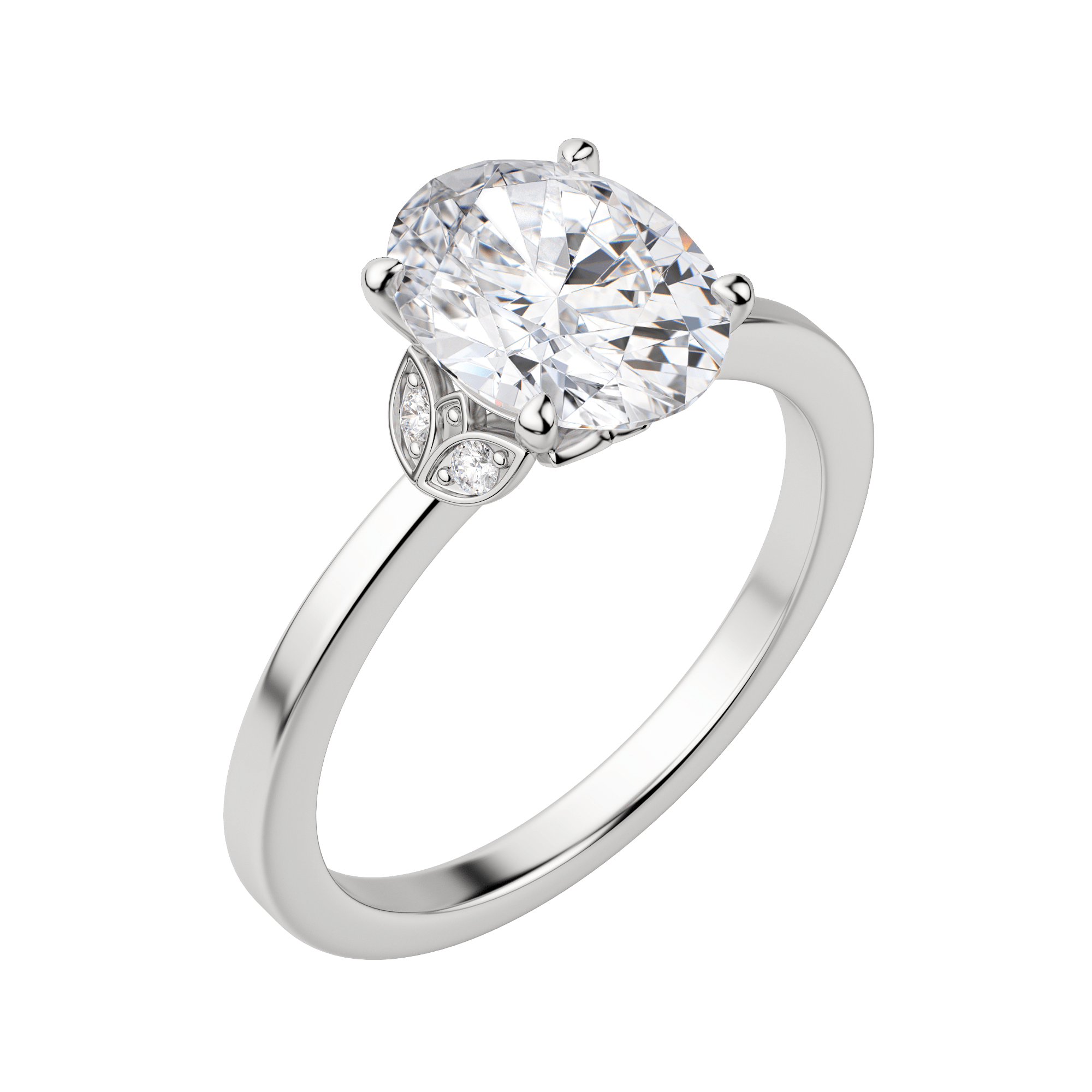 Eden Oval Cut Engagement Ring, 18K White Gold, Default, Platinum, 
